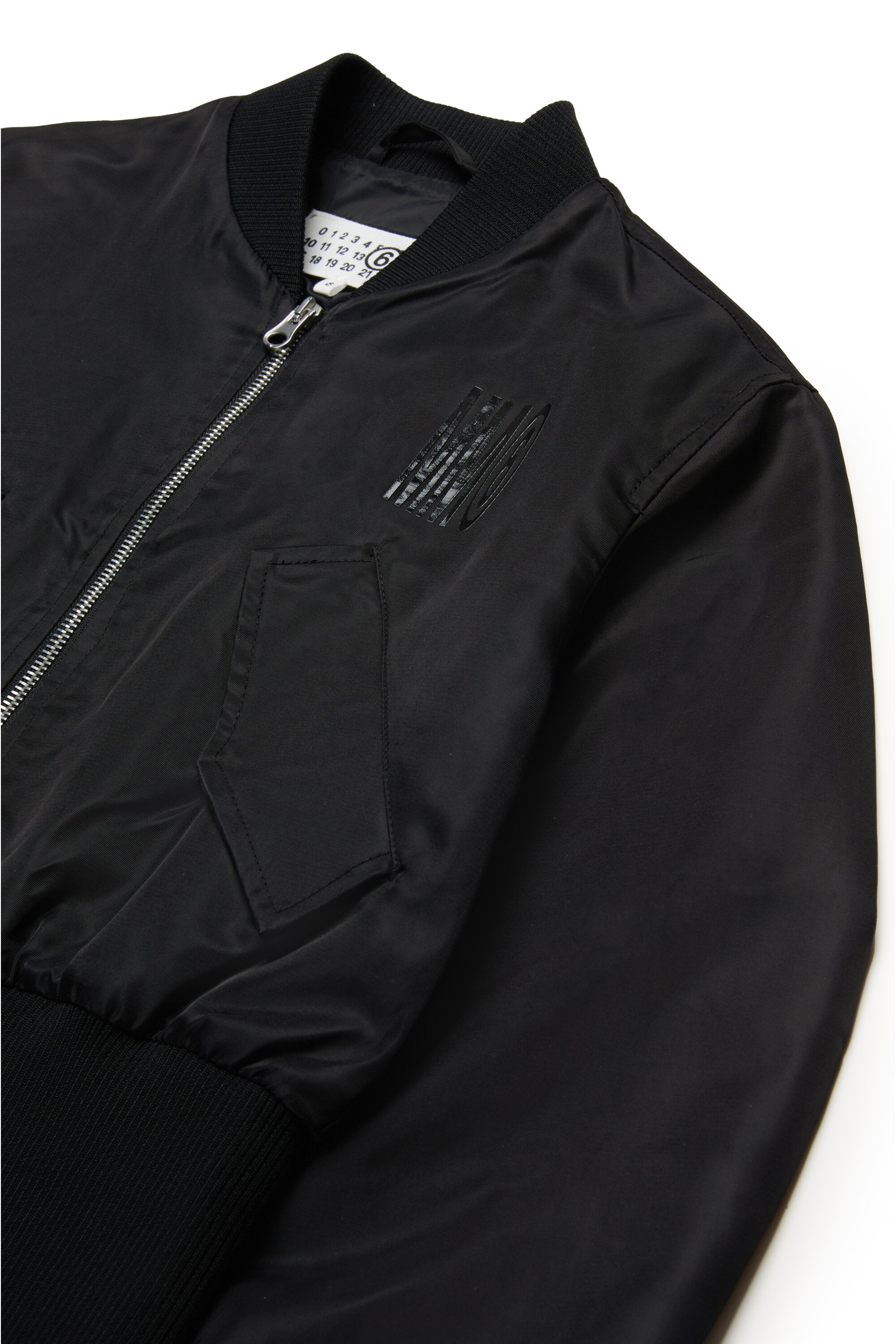 Long bomber jacket with maxi logo