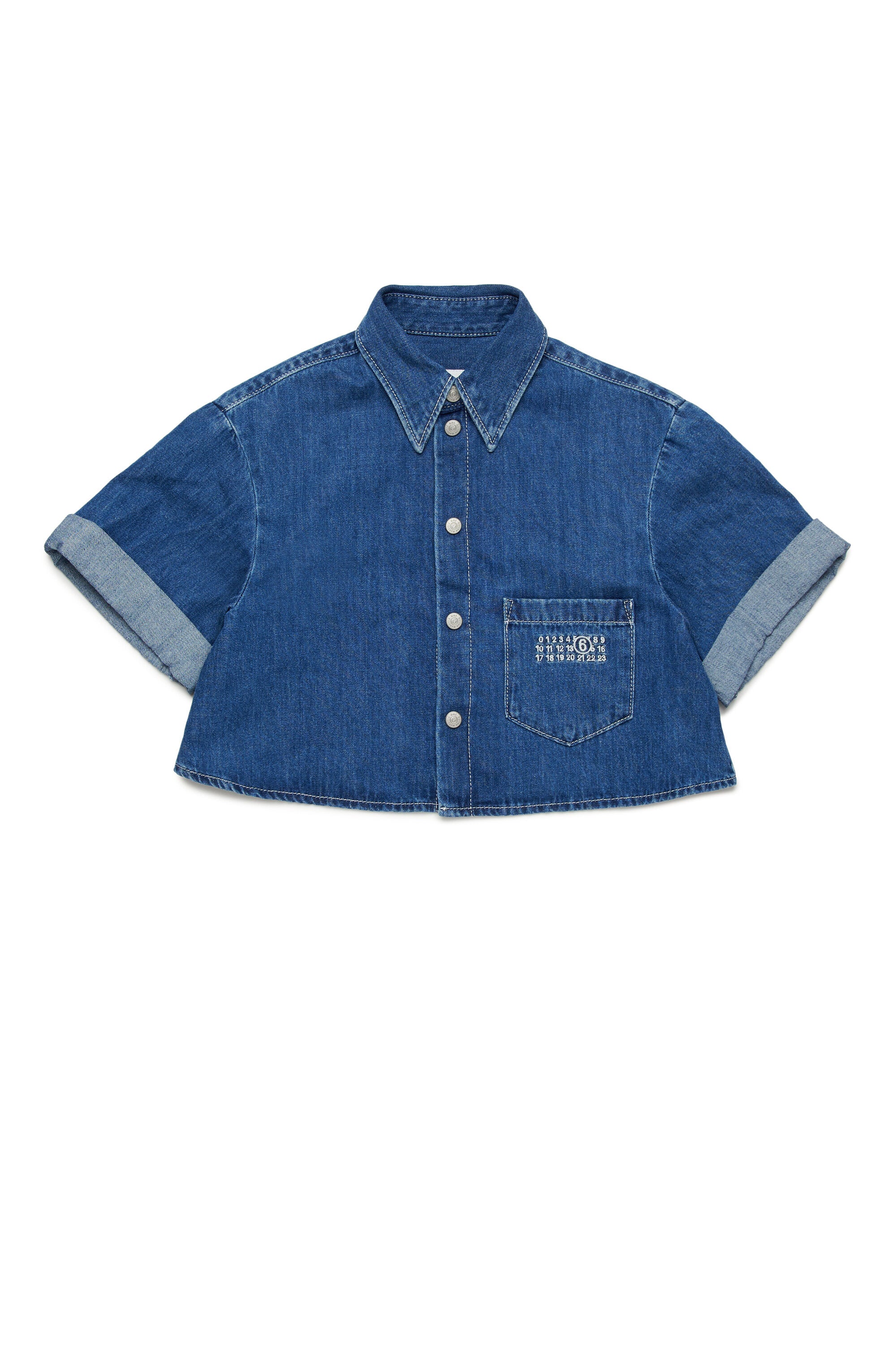 Denim shirt with turn-up sleeves