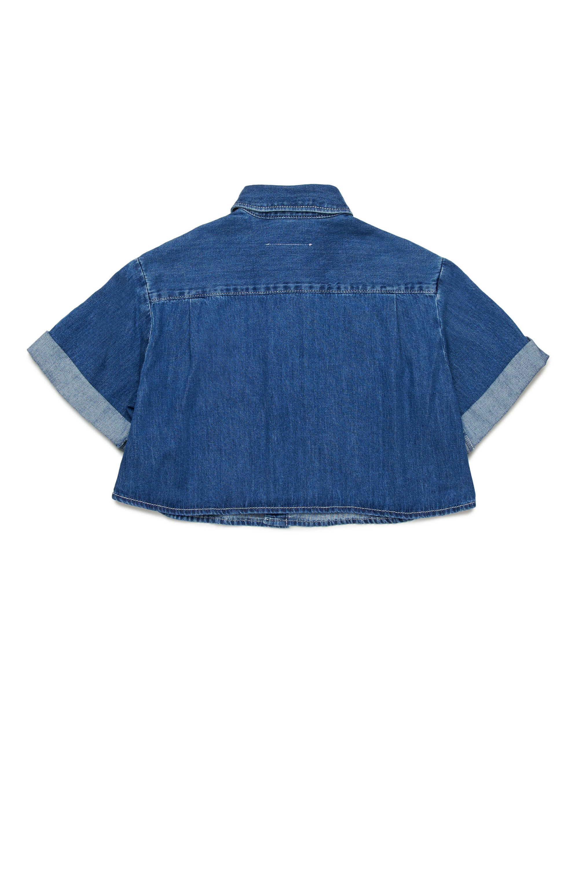 Denim shirt with turn-up sleeves