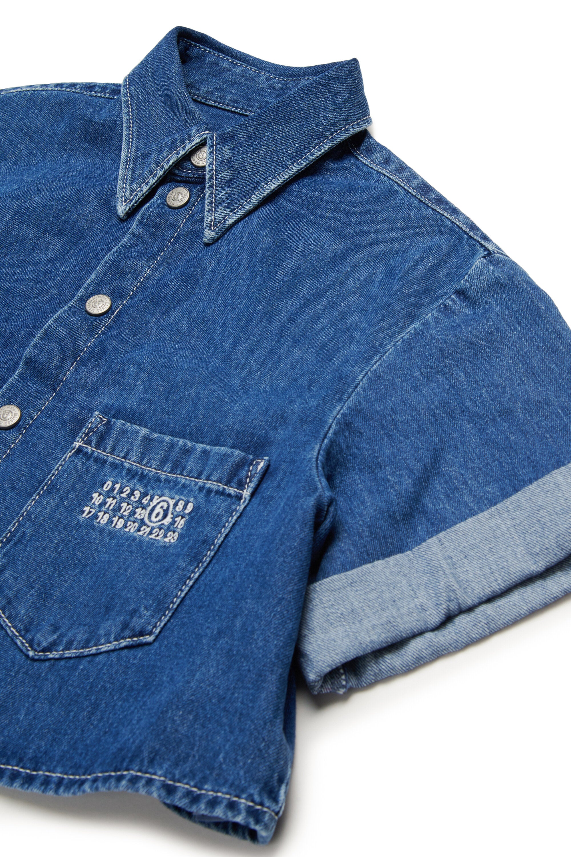 Denim shirt with turn-up sleeves