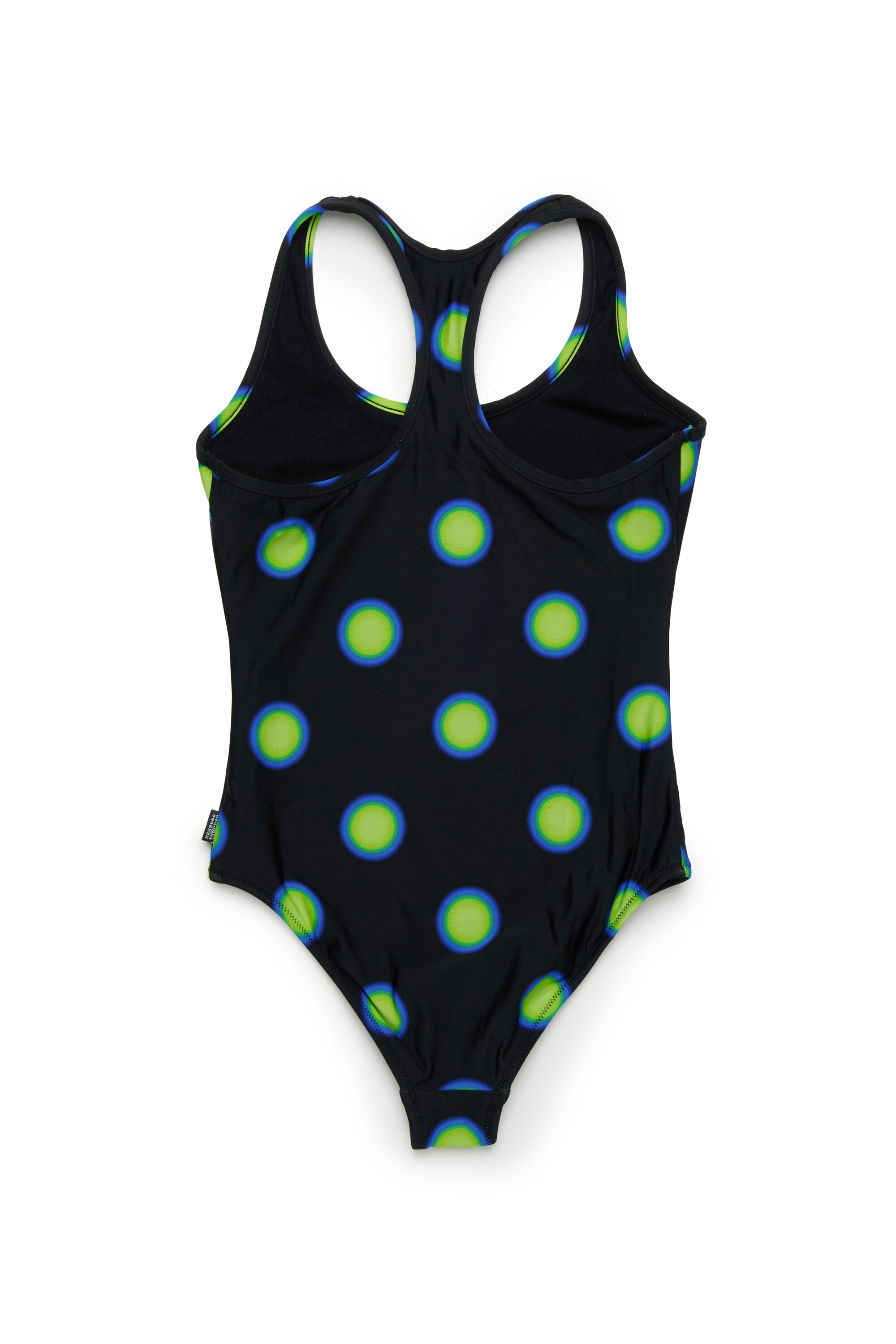 One-piece swimsuit with polka dots