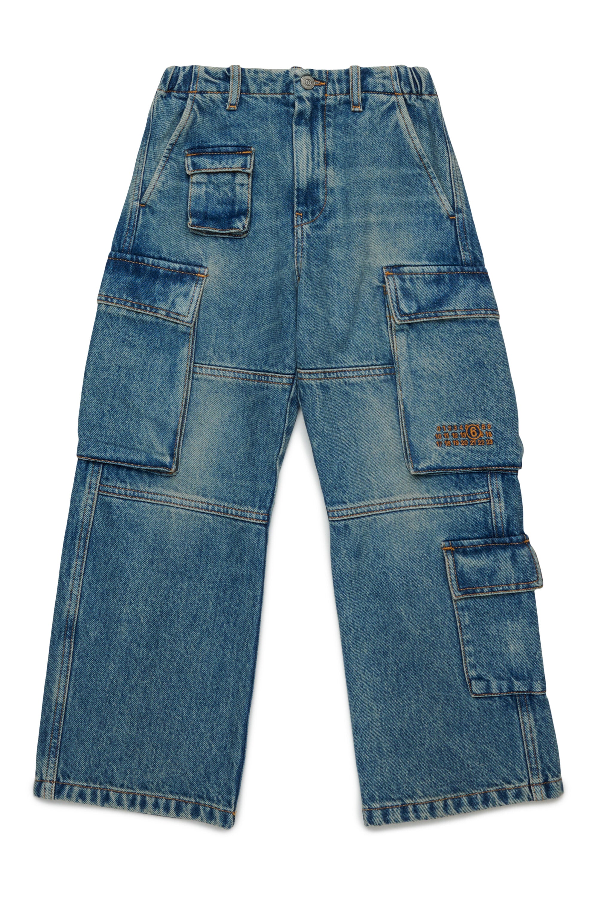 Medium blue shaded cargo jeans