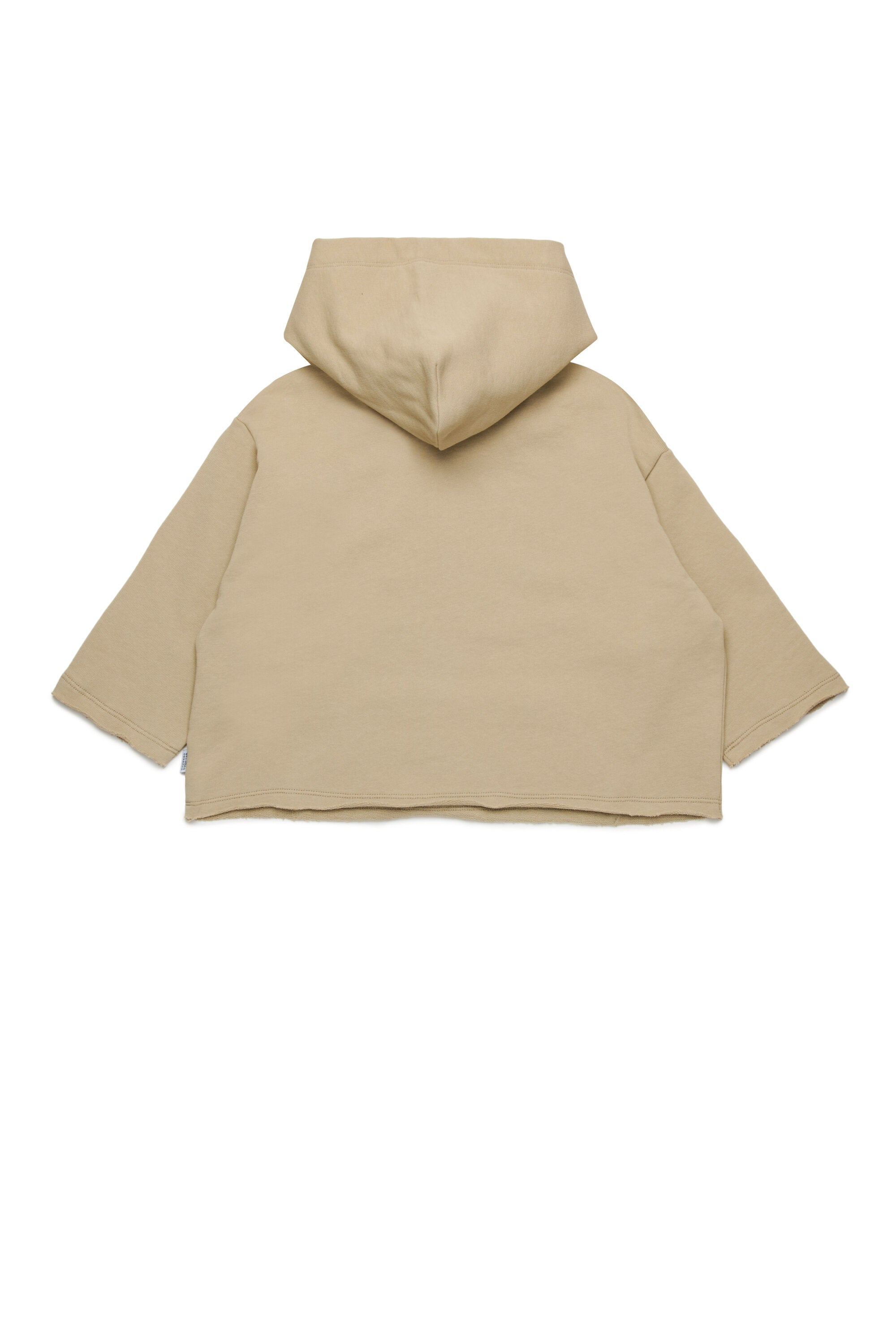 Hooded sweatshirt with raw cut hem