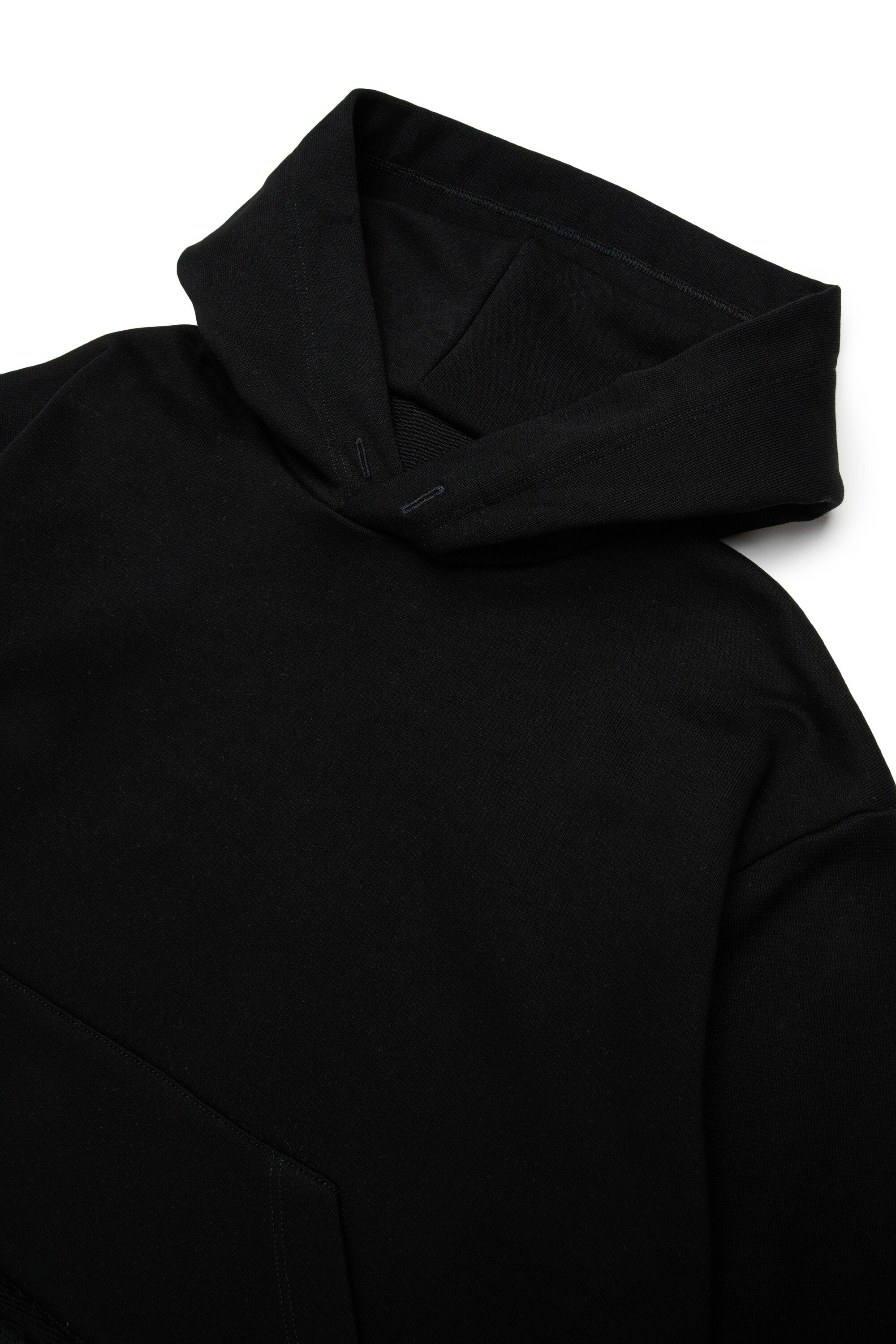 Hooded sweatshirt with raw cut hem