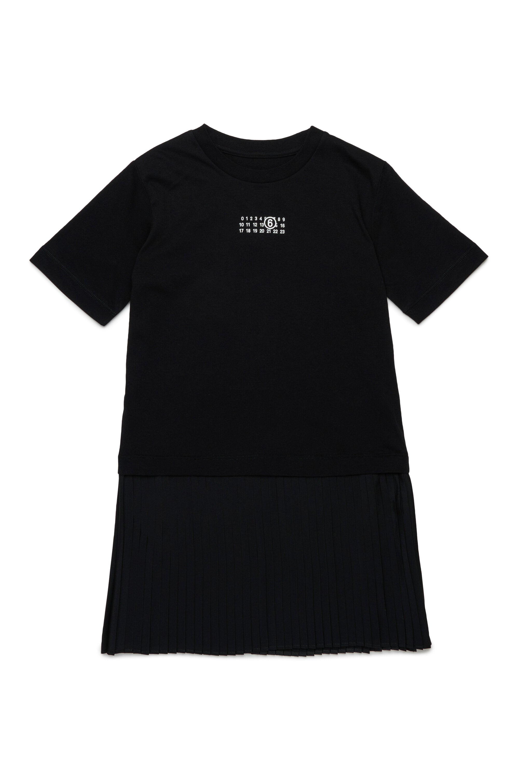 Short jersey dress with pleated bottom