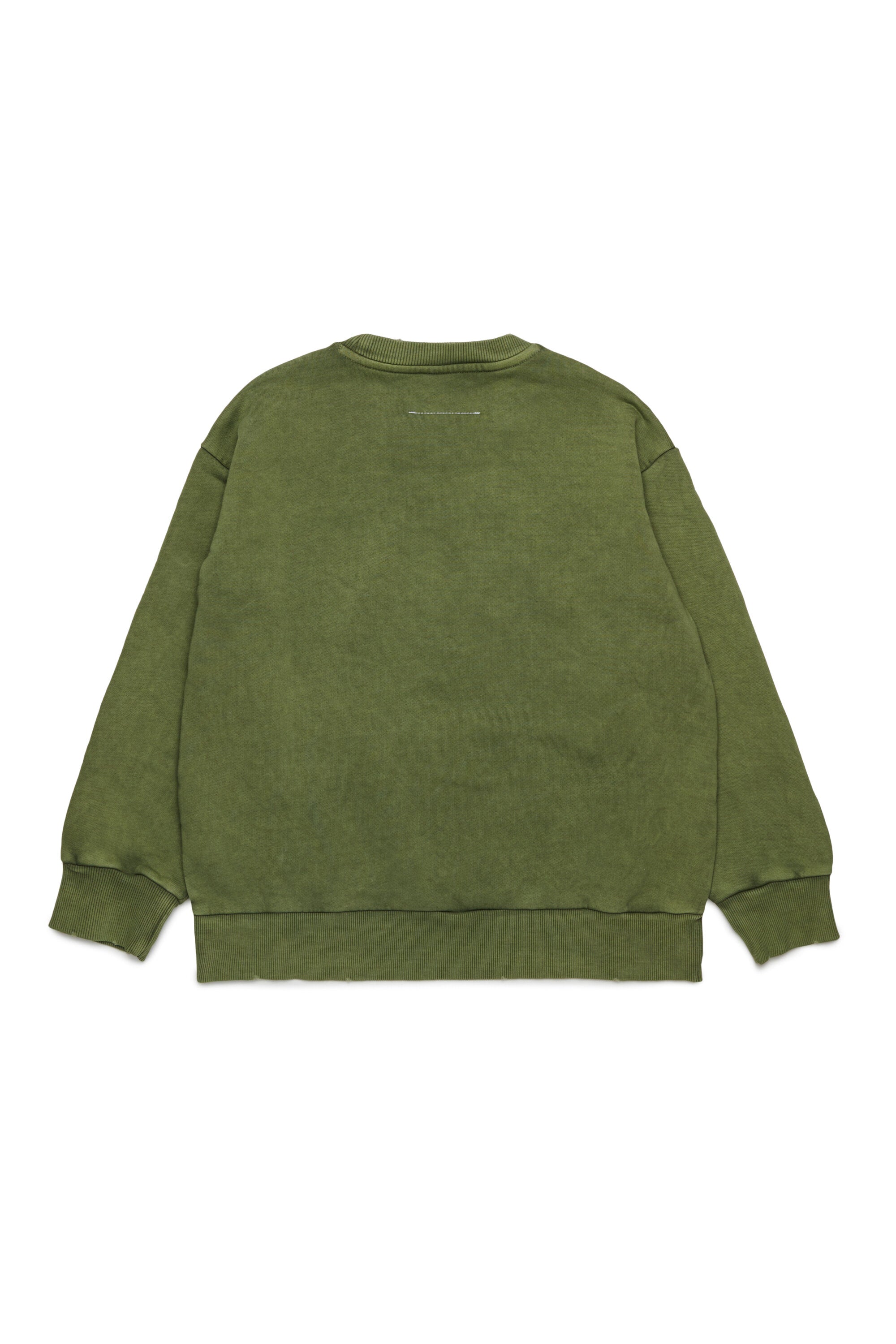 Crew-neck sweatshirt with mending breaks