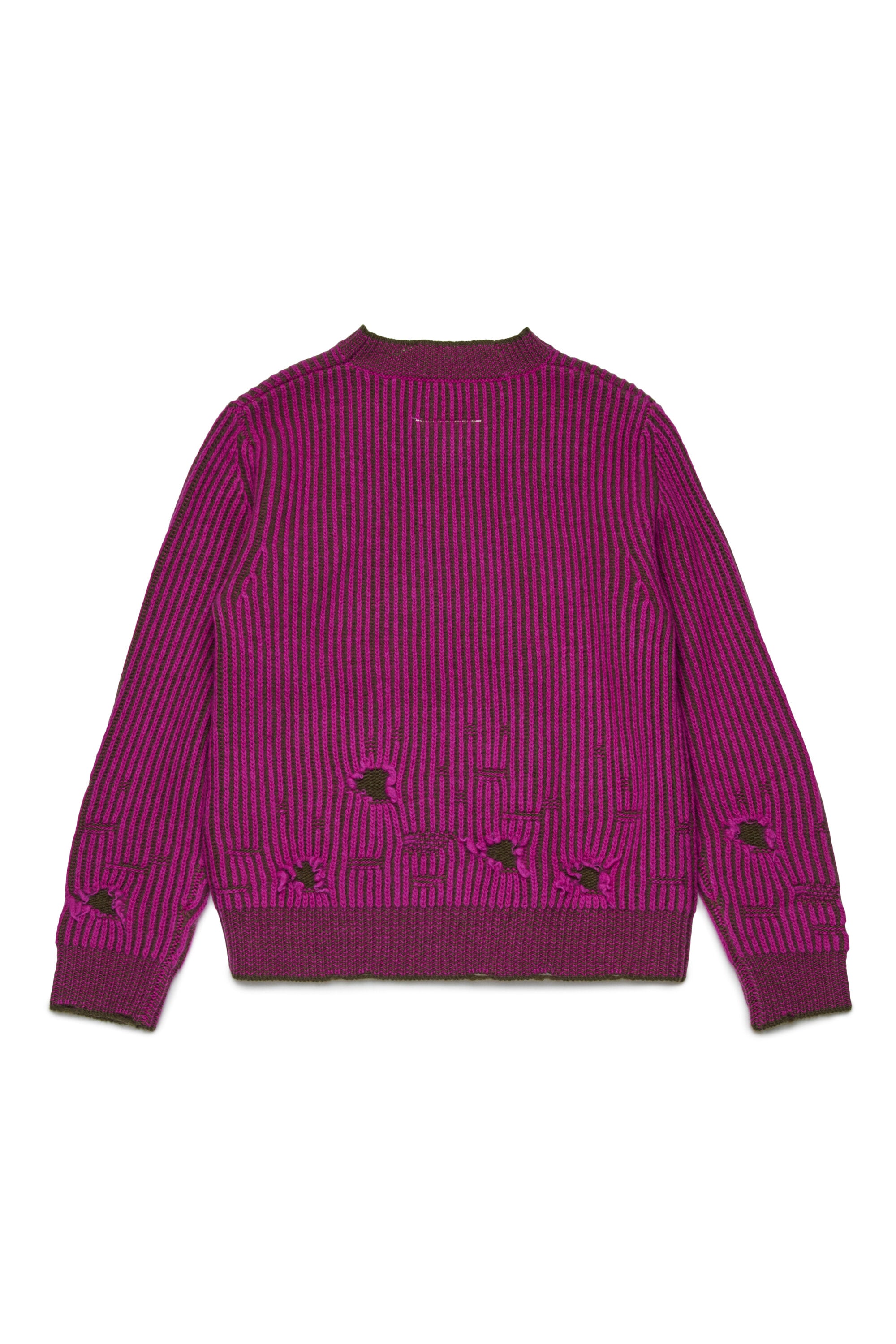 Ribbed wool pullover with breaks