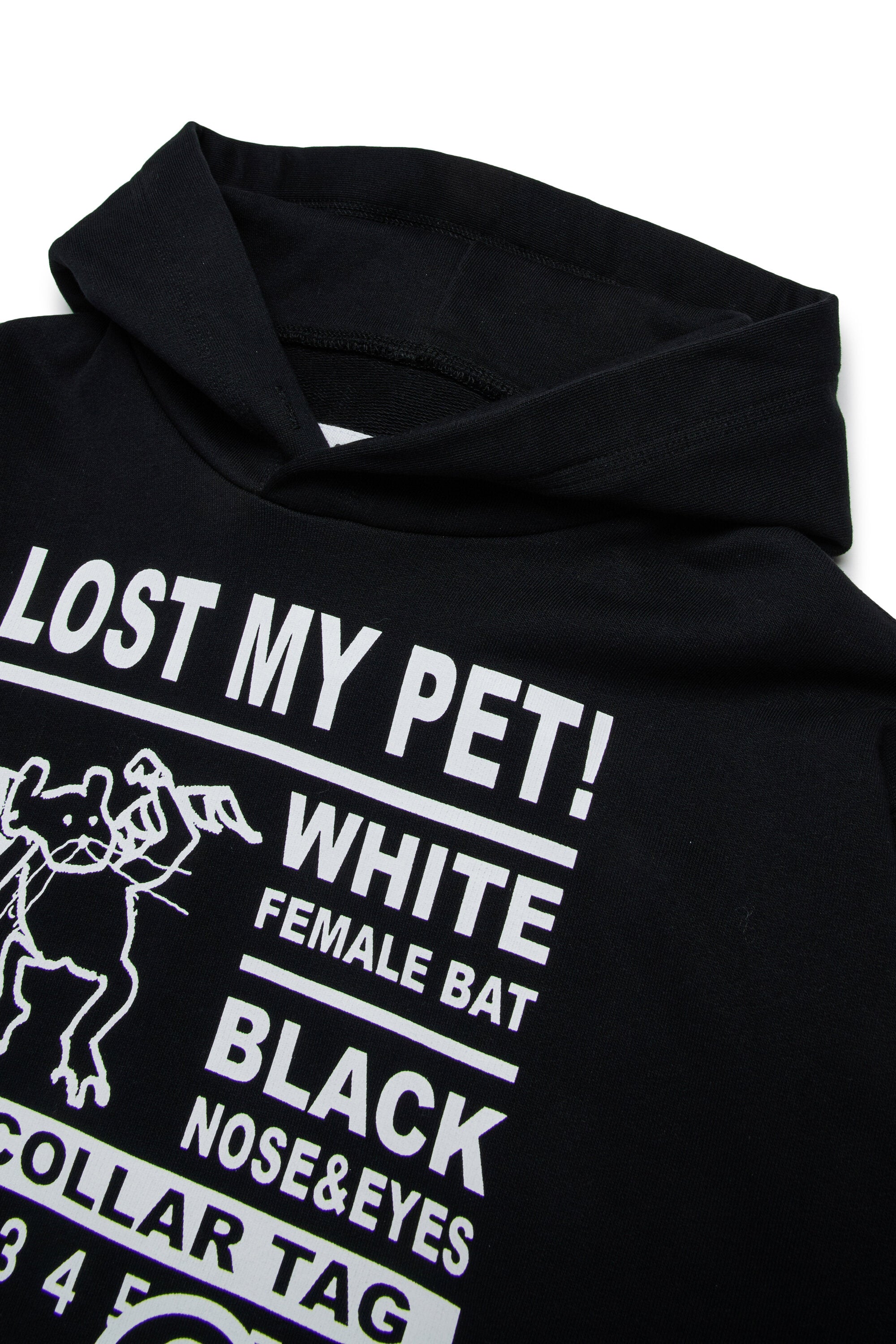 Hooded sweatshirt with Lost My Pet graphics