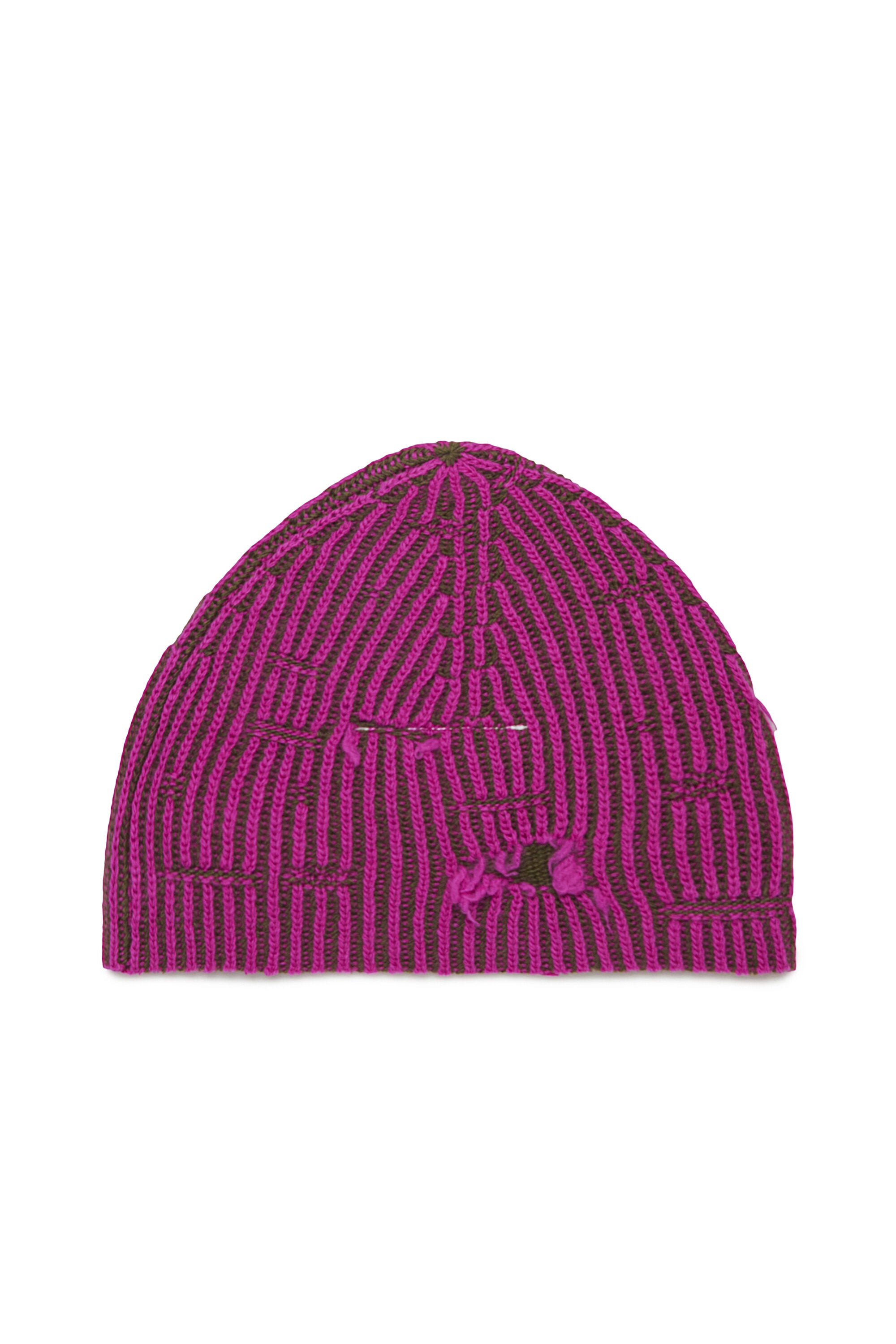 Ribbed wool beanie with breaks
