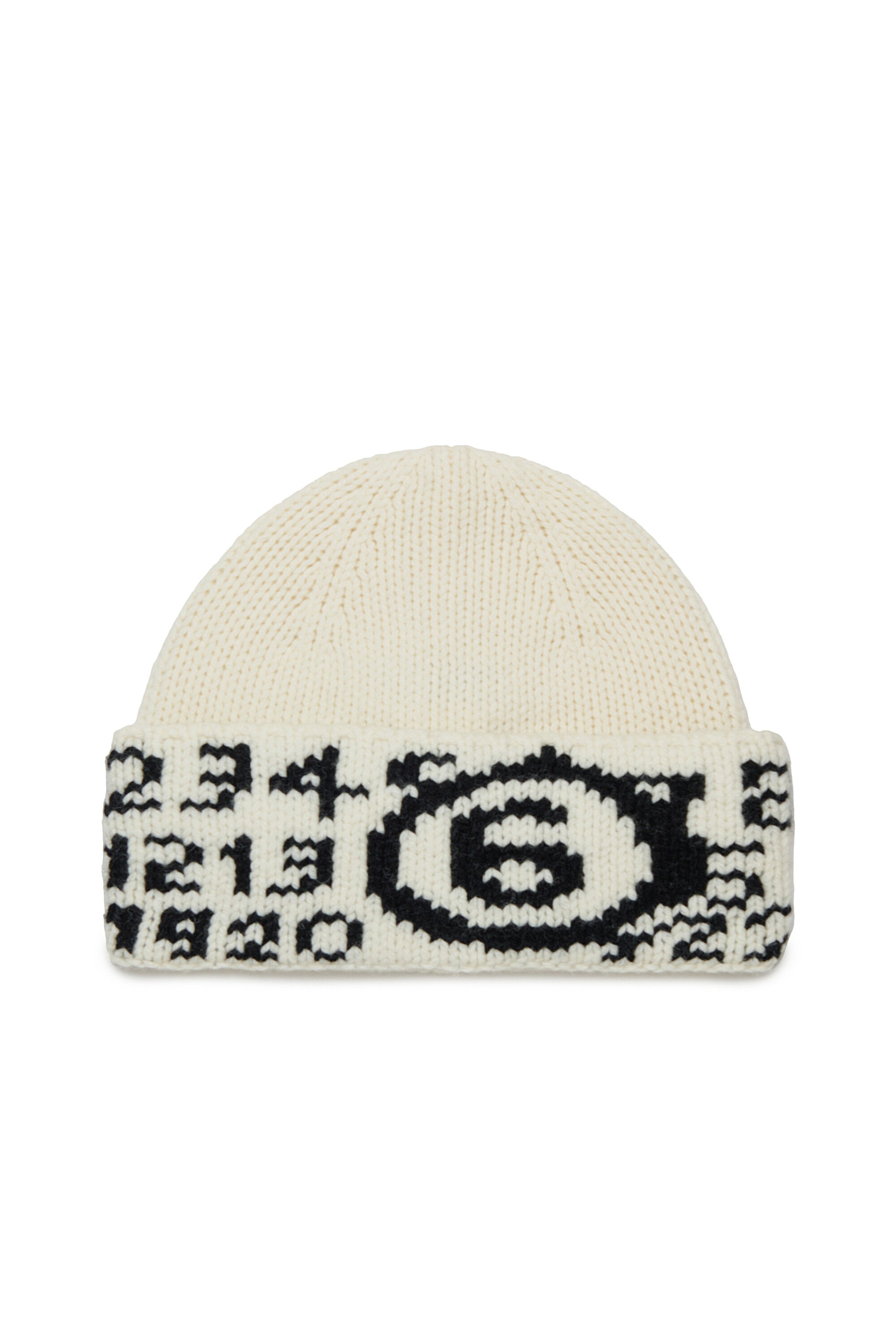 Wool-blend knit beanie with logo