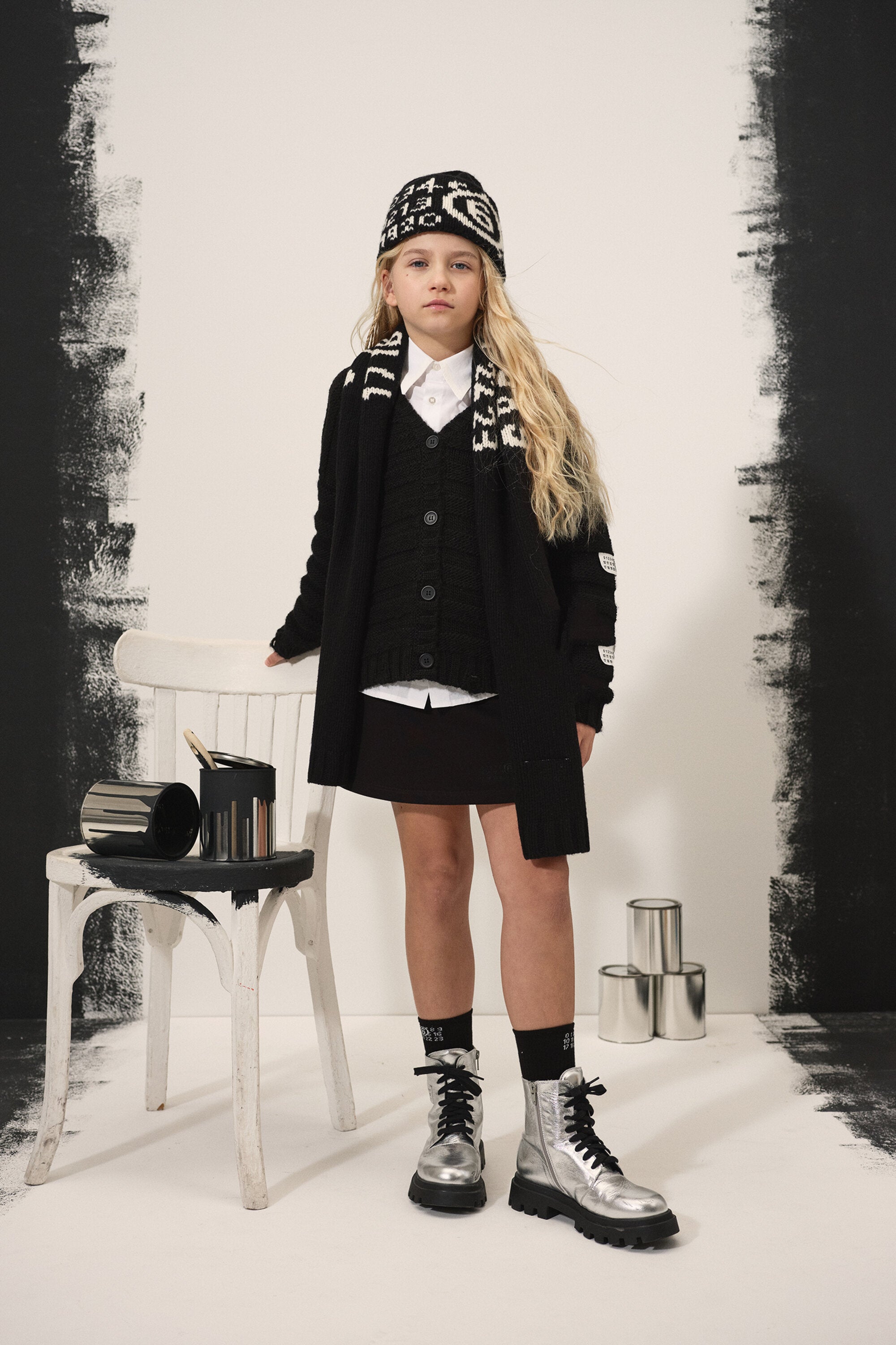 Wool-blend knit beanie with logo