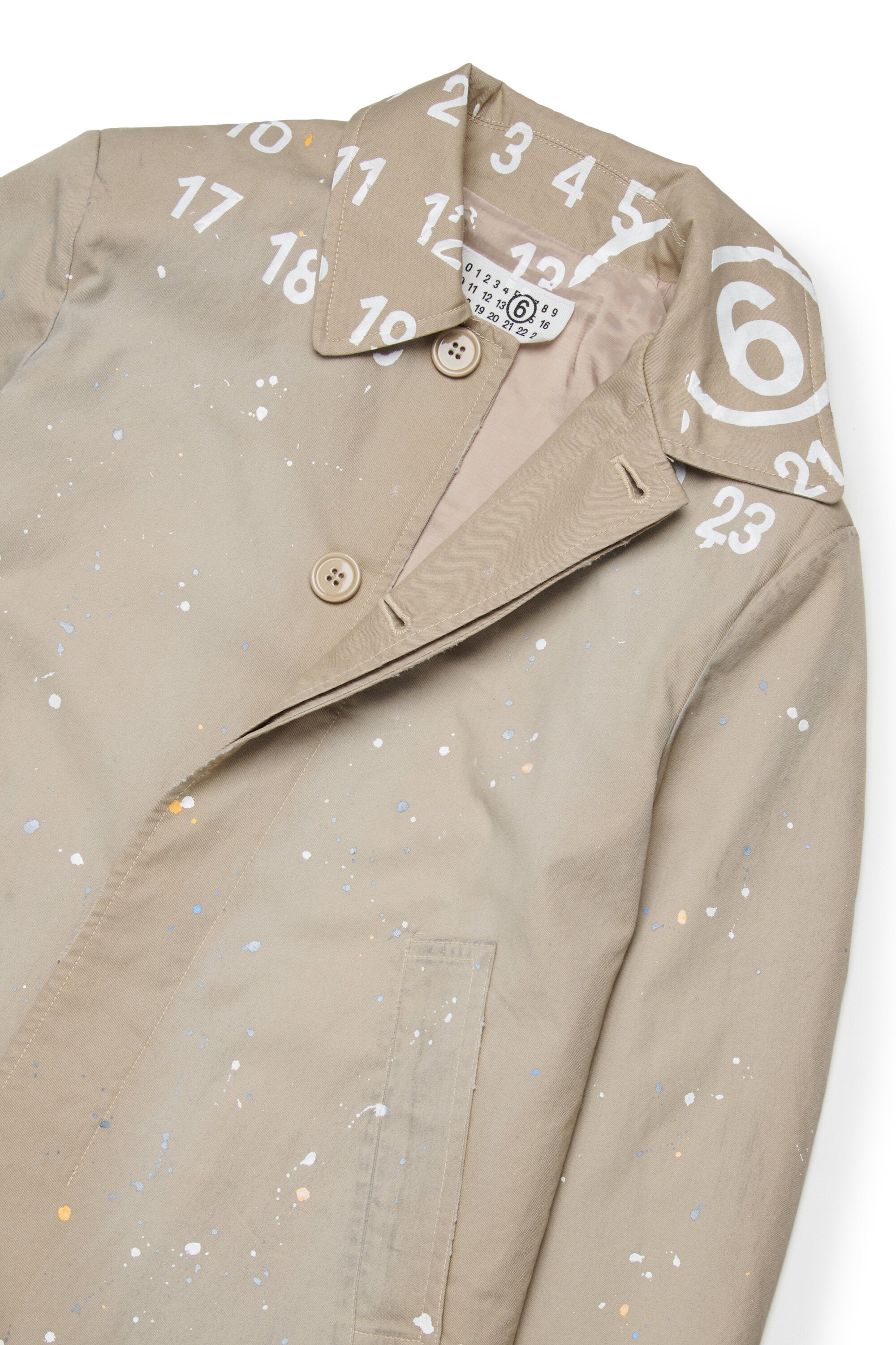 Trench coat with printed logo