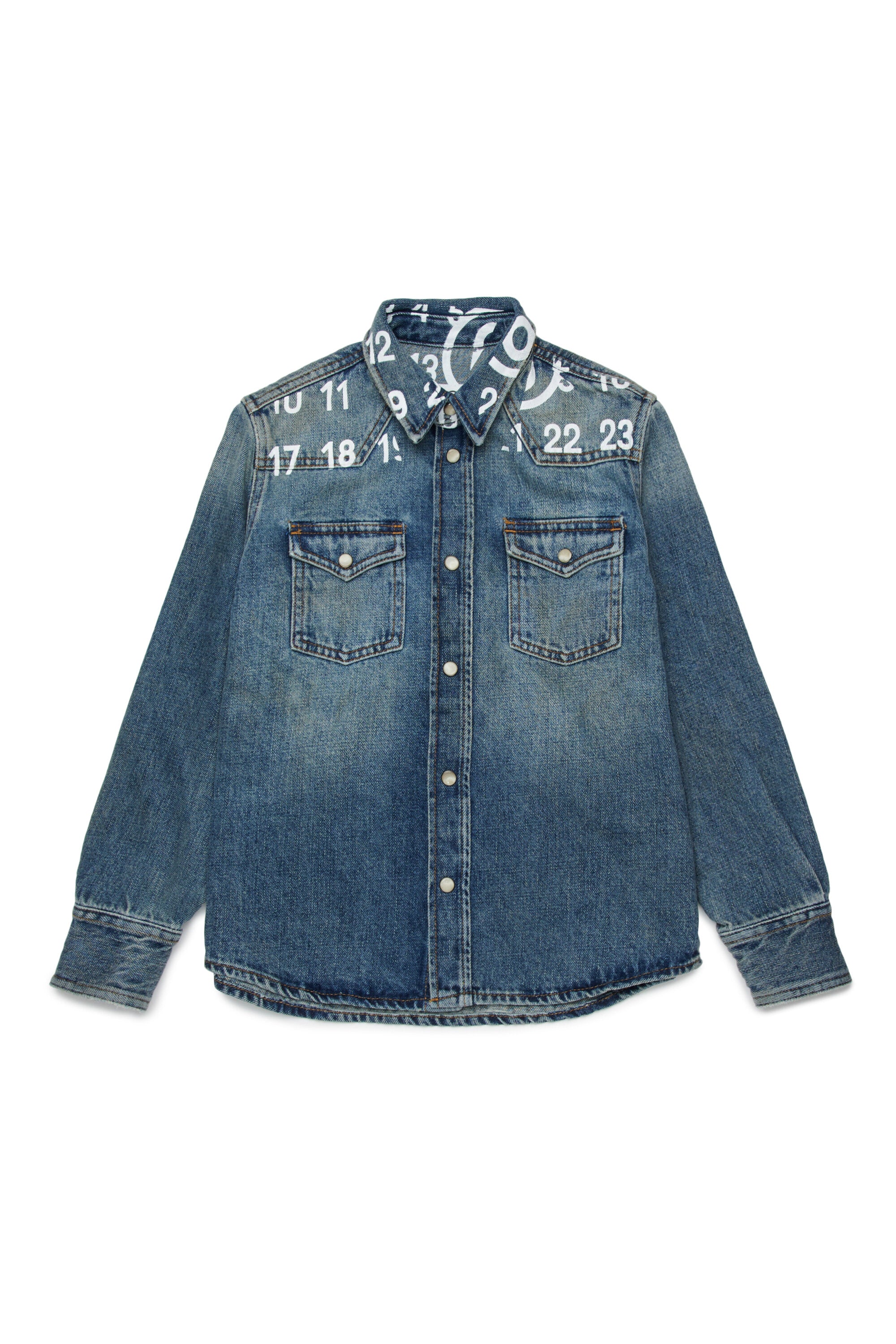 Denim shirt with printed logo