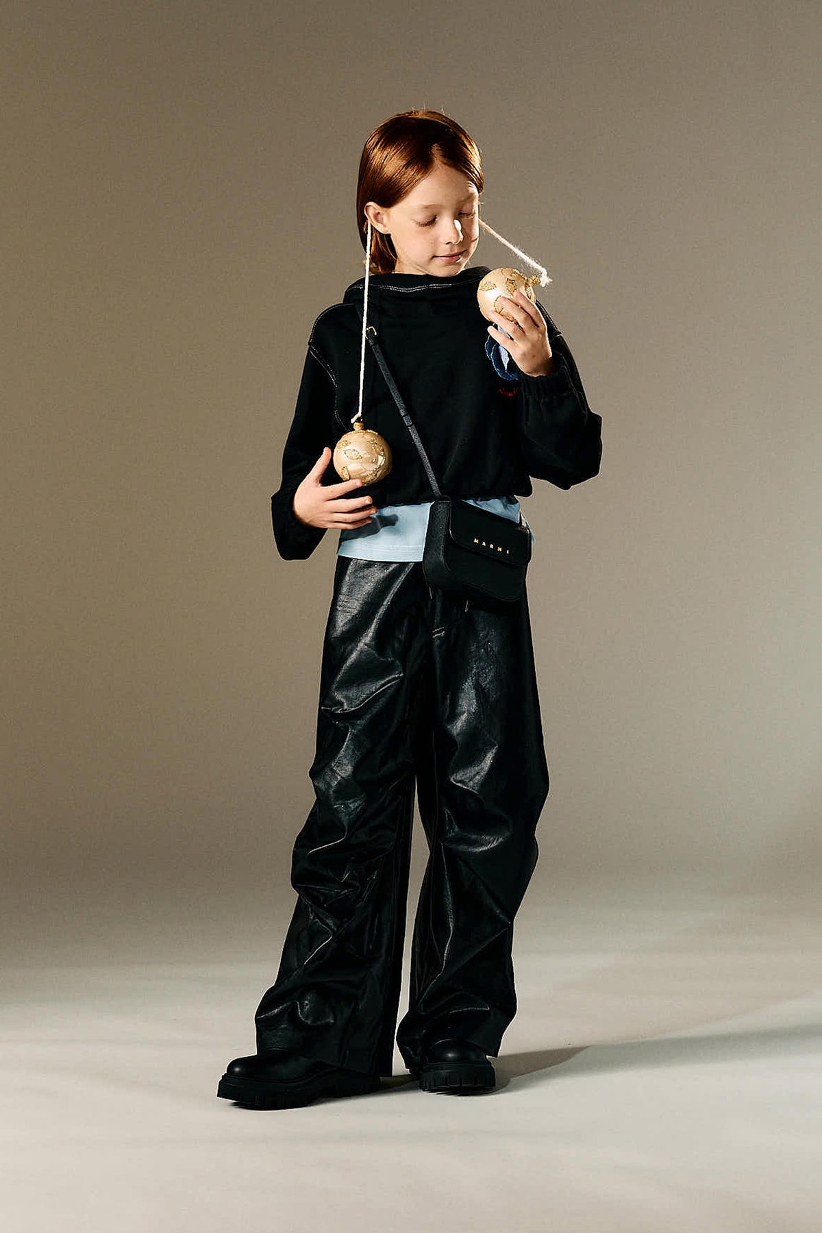 Coated wide leg pants