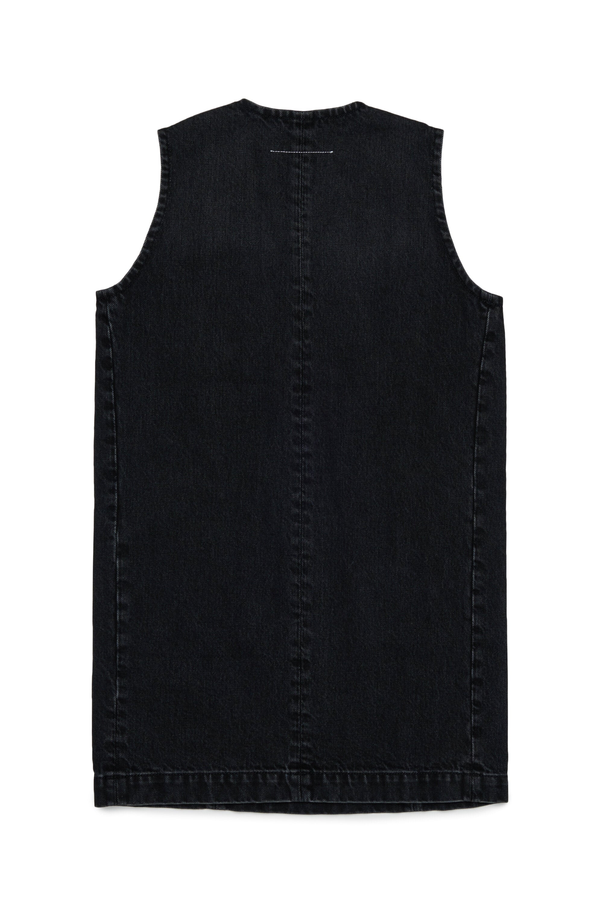 Sleeveless dress with used effect and logo