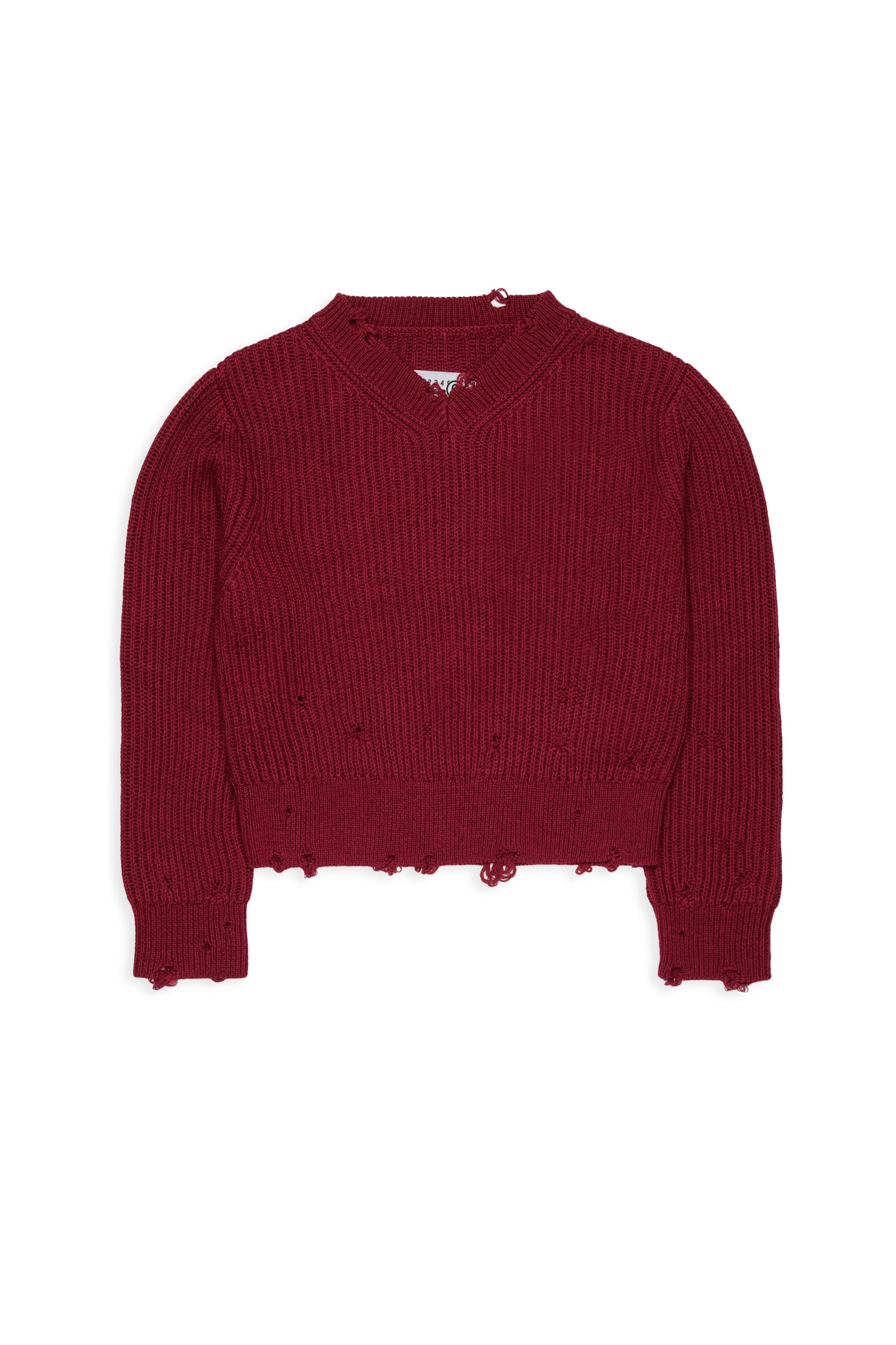V-neck pullover with distressed details