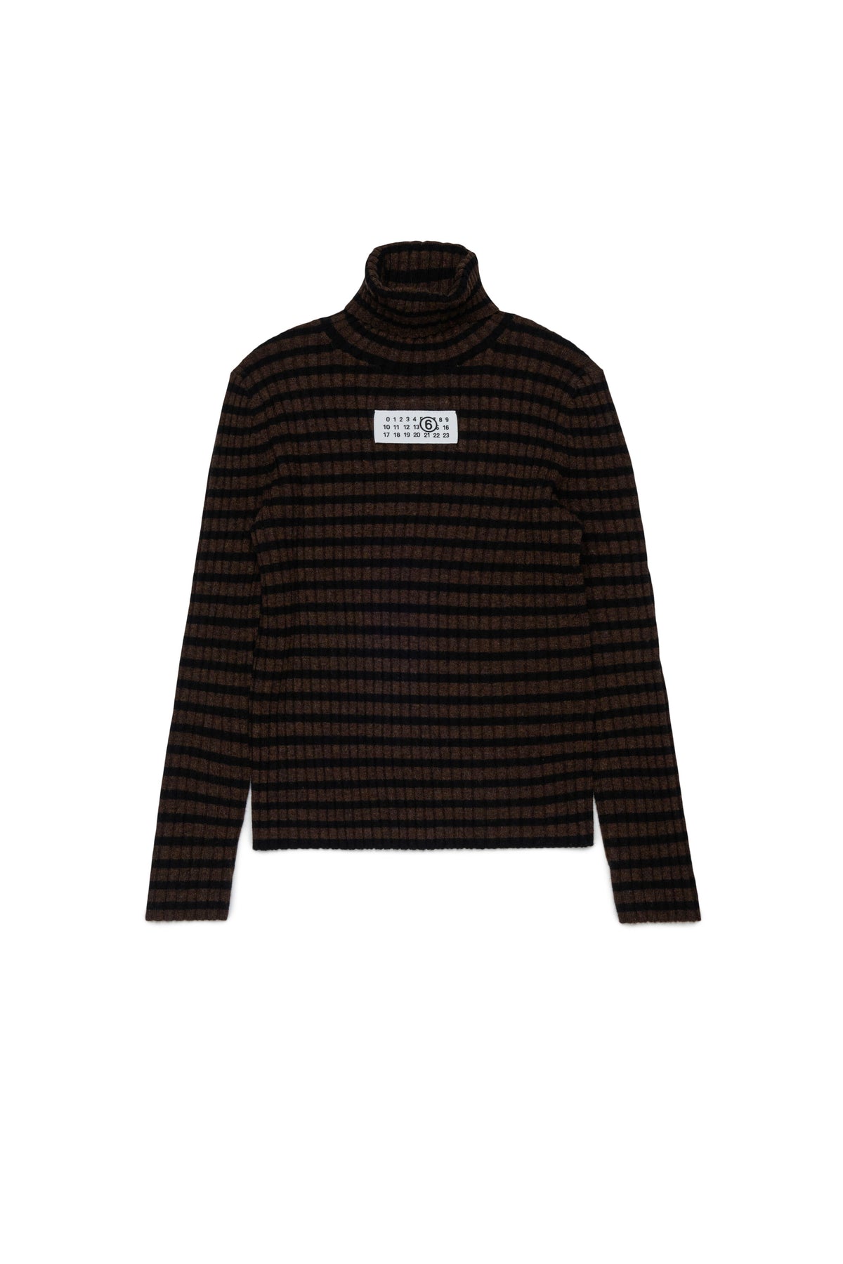 Striped turtleneck with logo