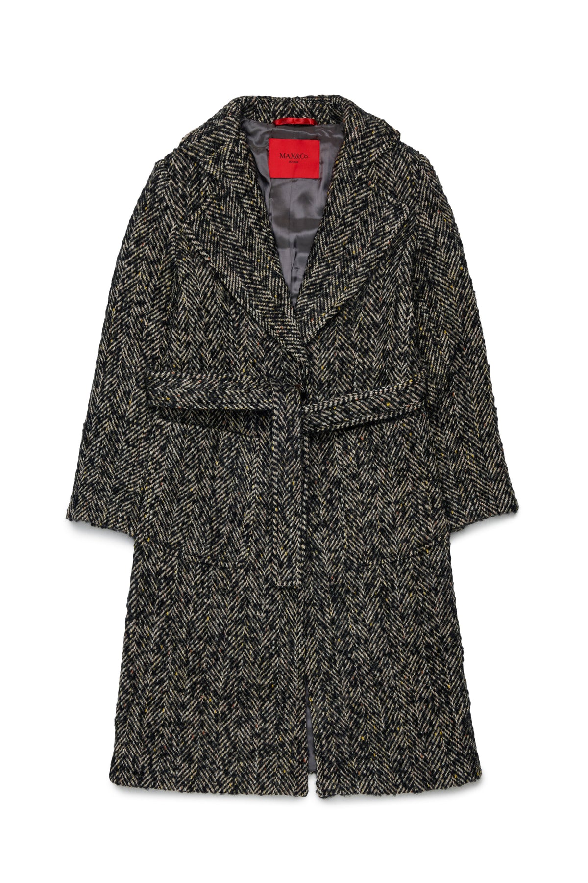 Coat with herringbone pattern