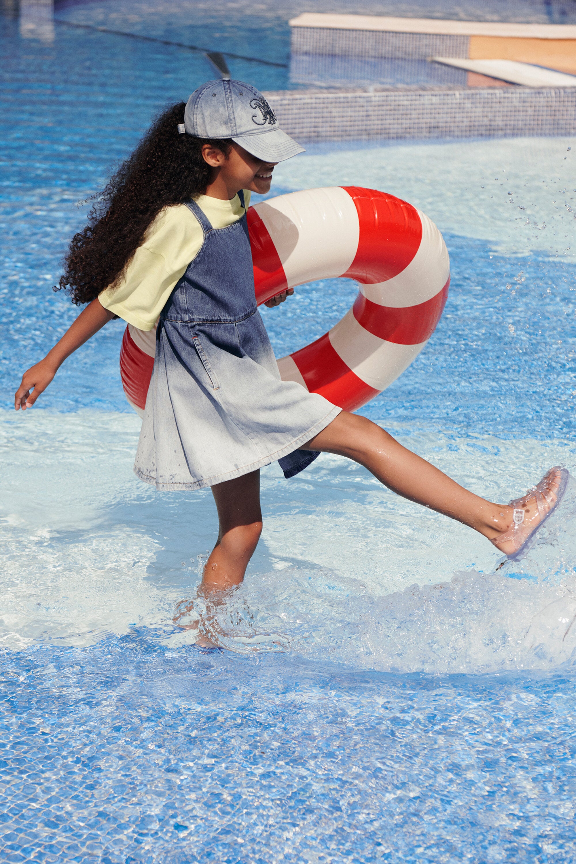 Bleached denim baseball cap