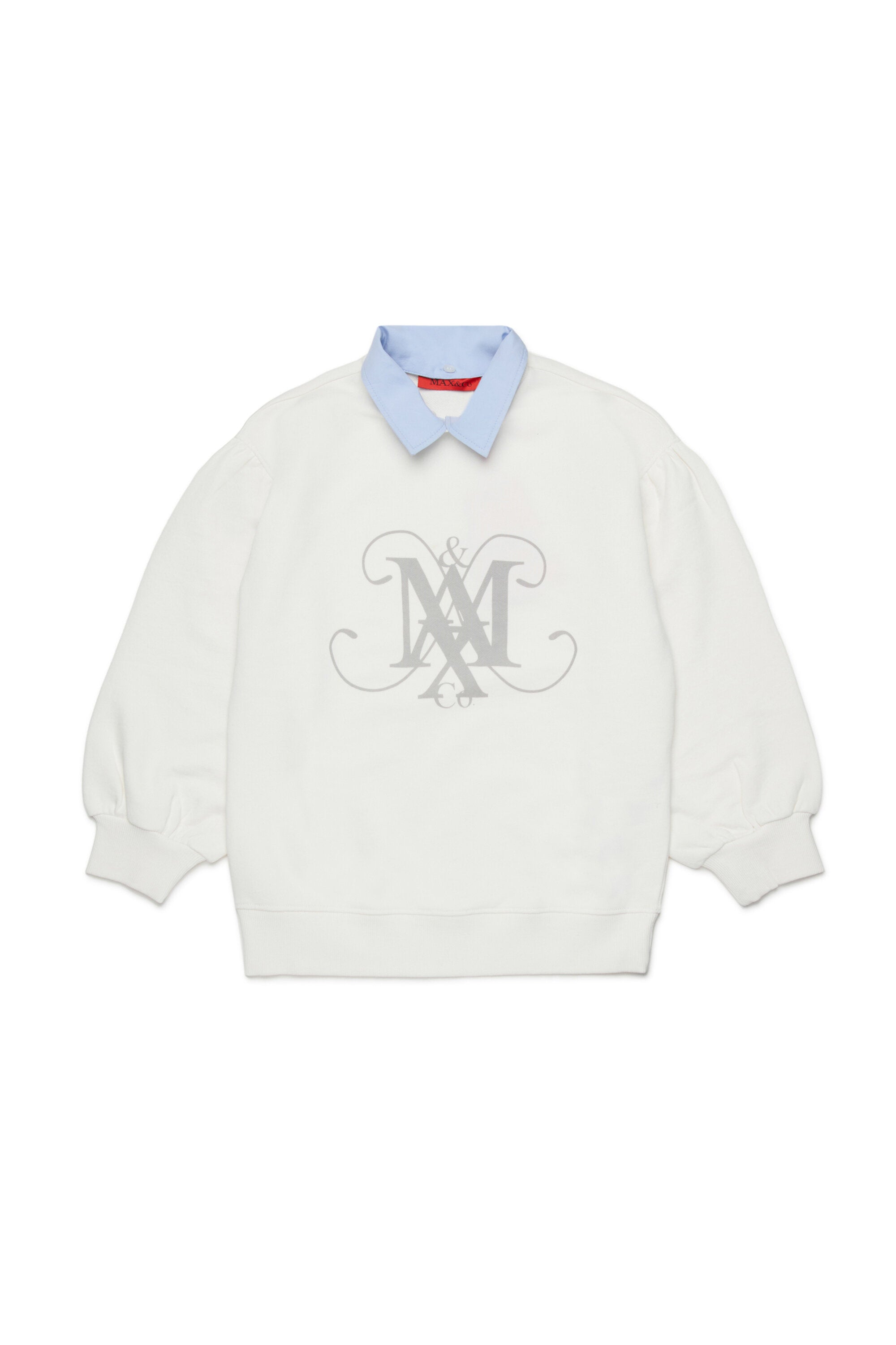 Crewneck sweatshirt with collar and emblem