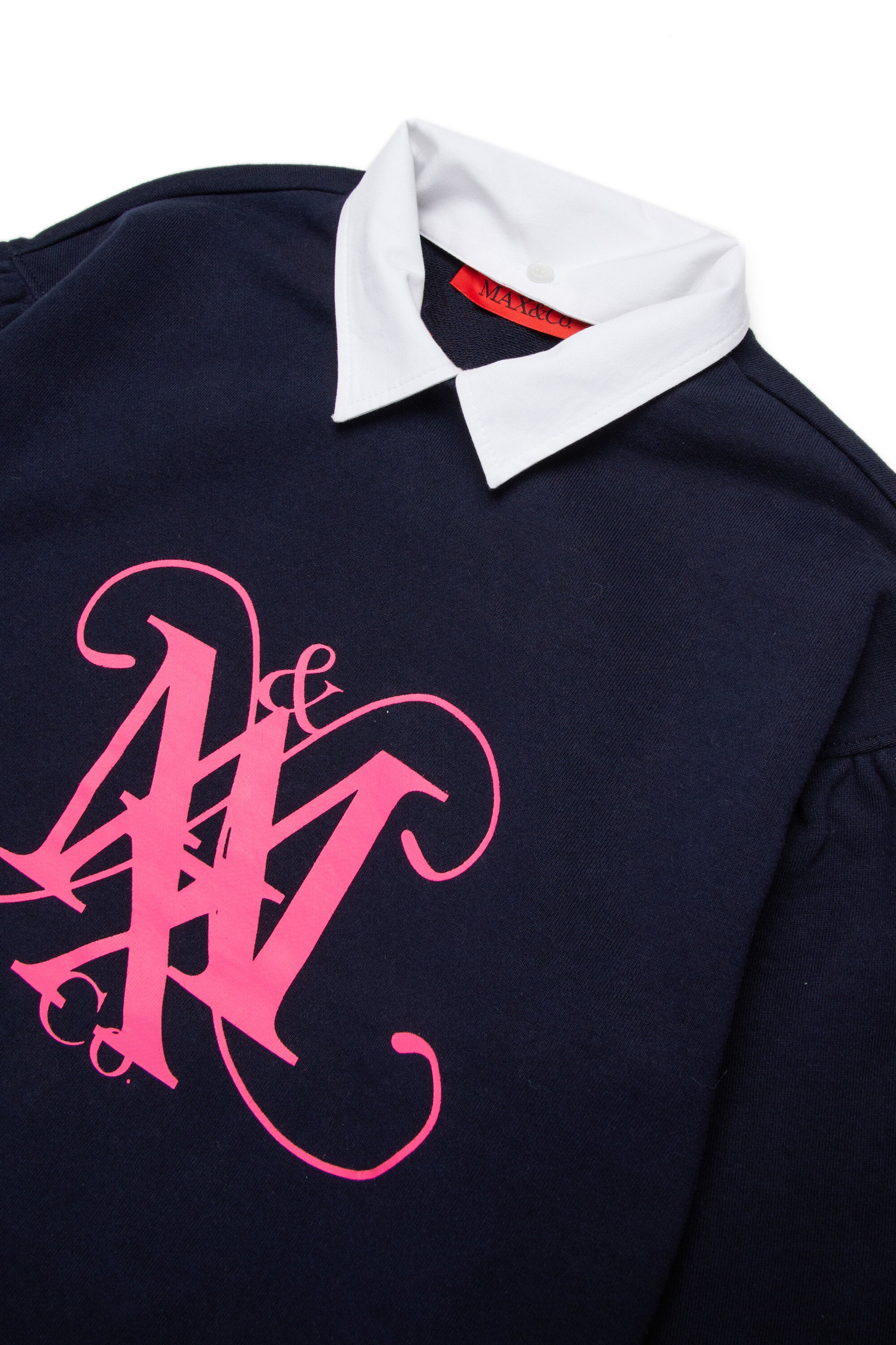 Crewneck sweatshirt with collar and emblem