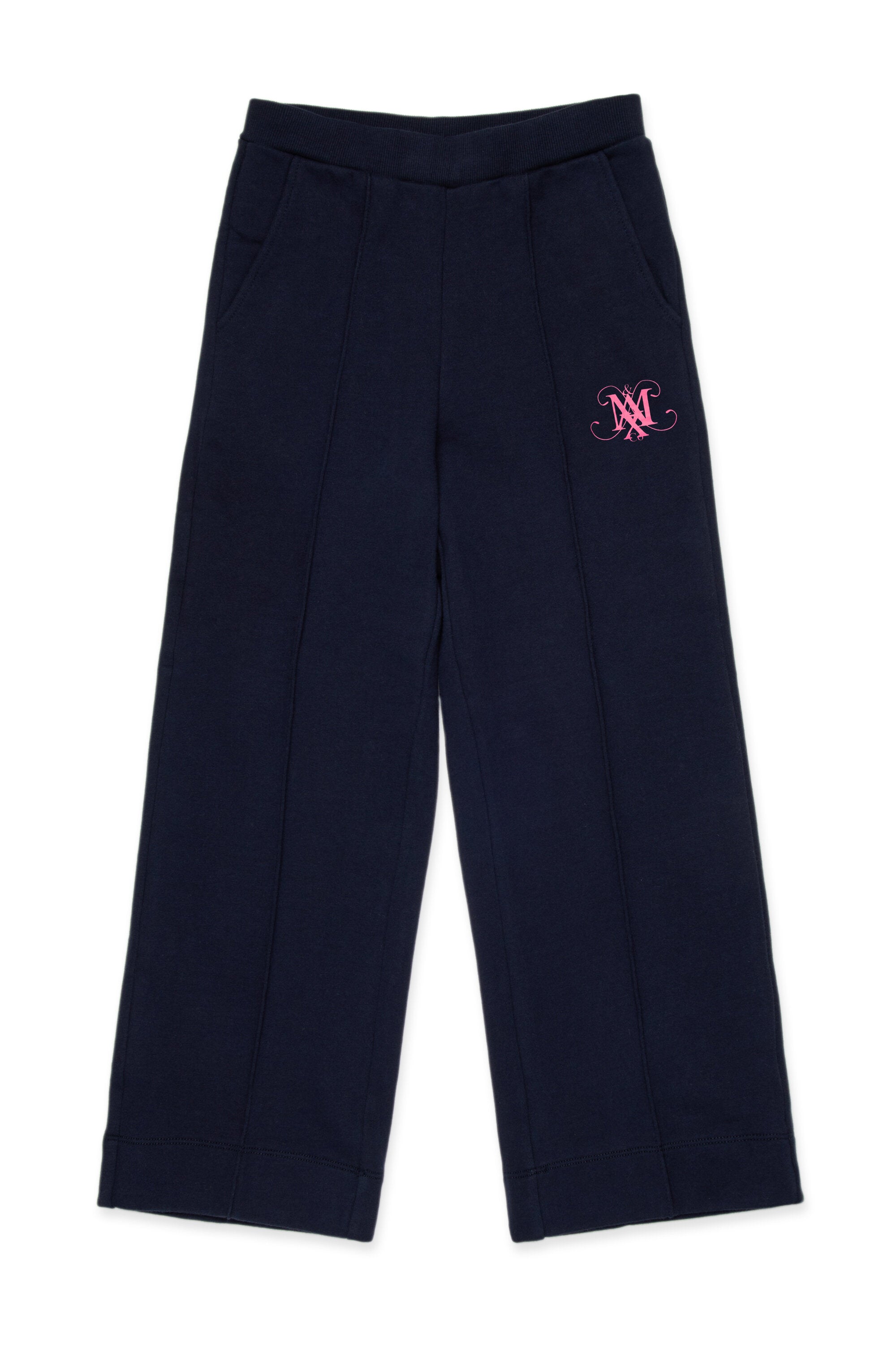 Fleece straight pants with ribbing