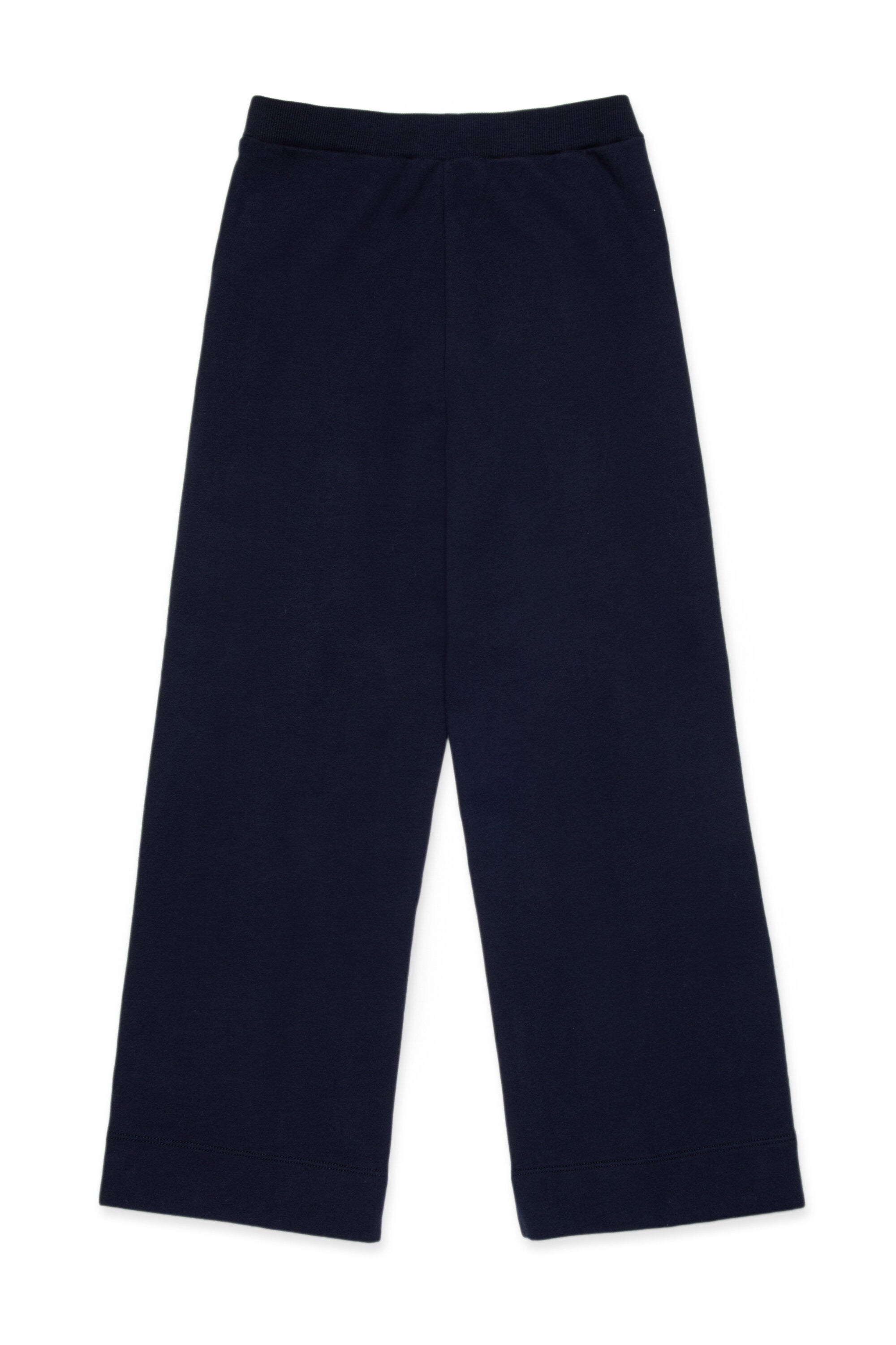 Fleece straight pants with ribbing
