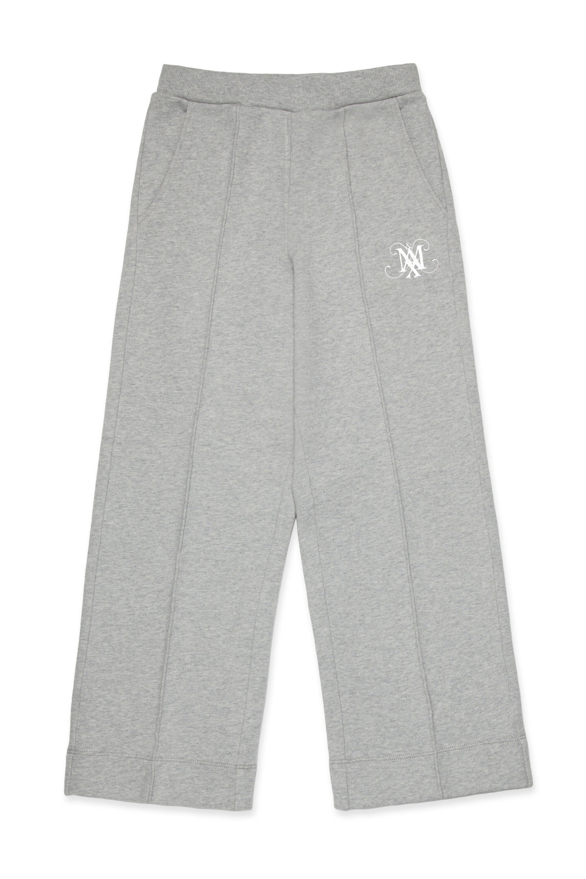 Fleece straight pants with ribbing