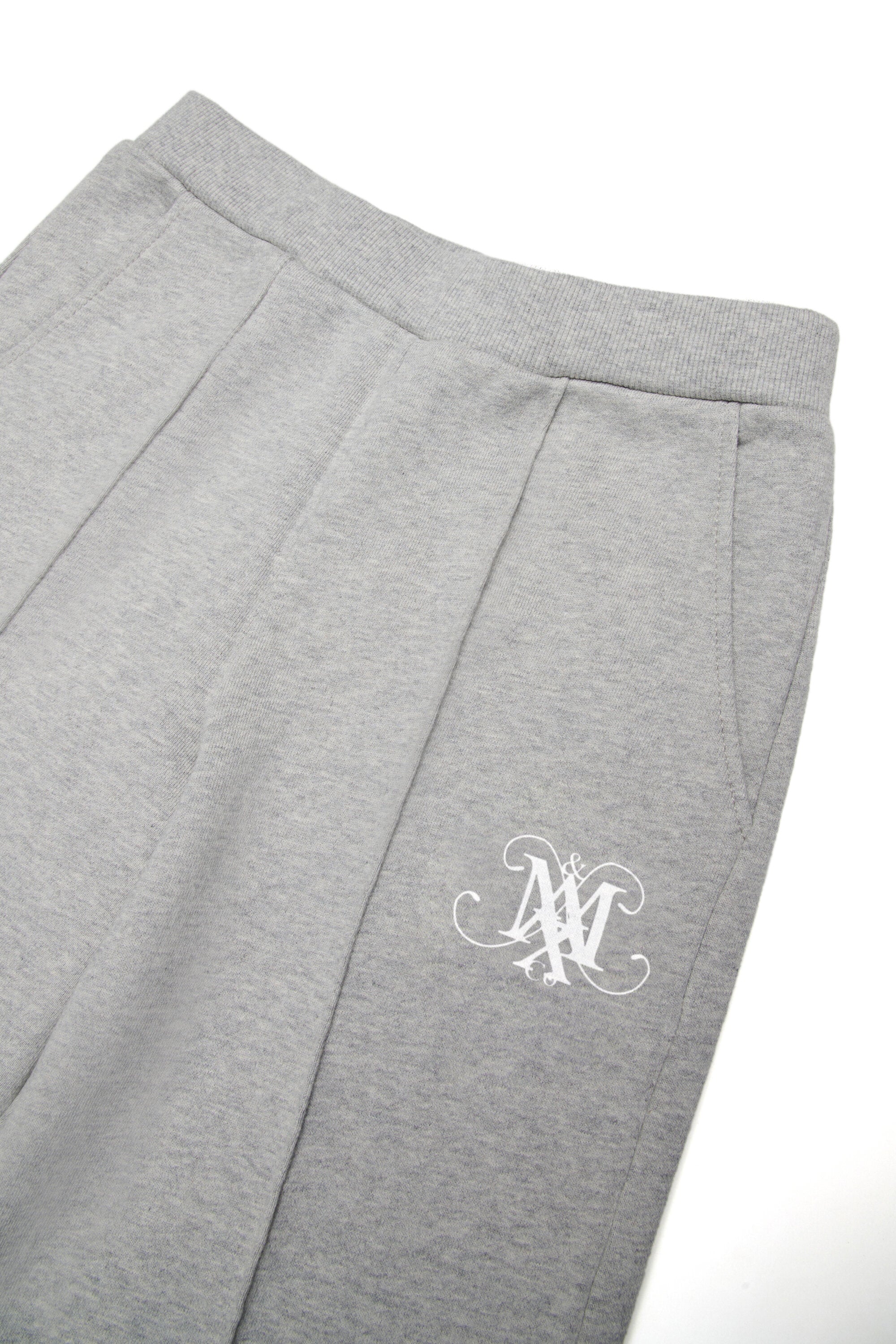 Fleece straight pants with ribbing