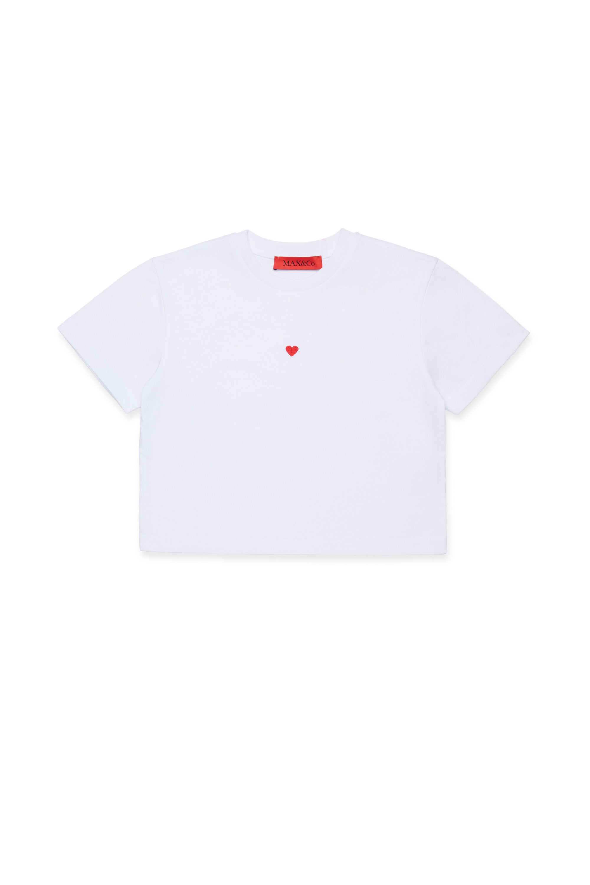 Cropped jersey T-shirt with heart embroidery