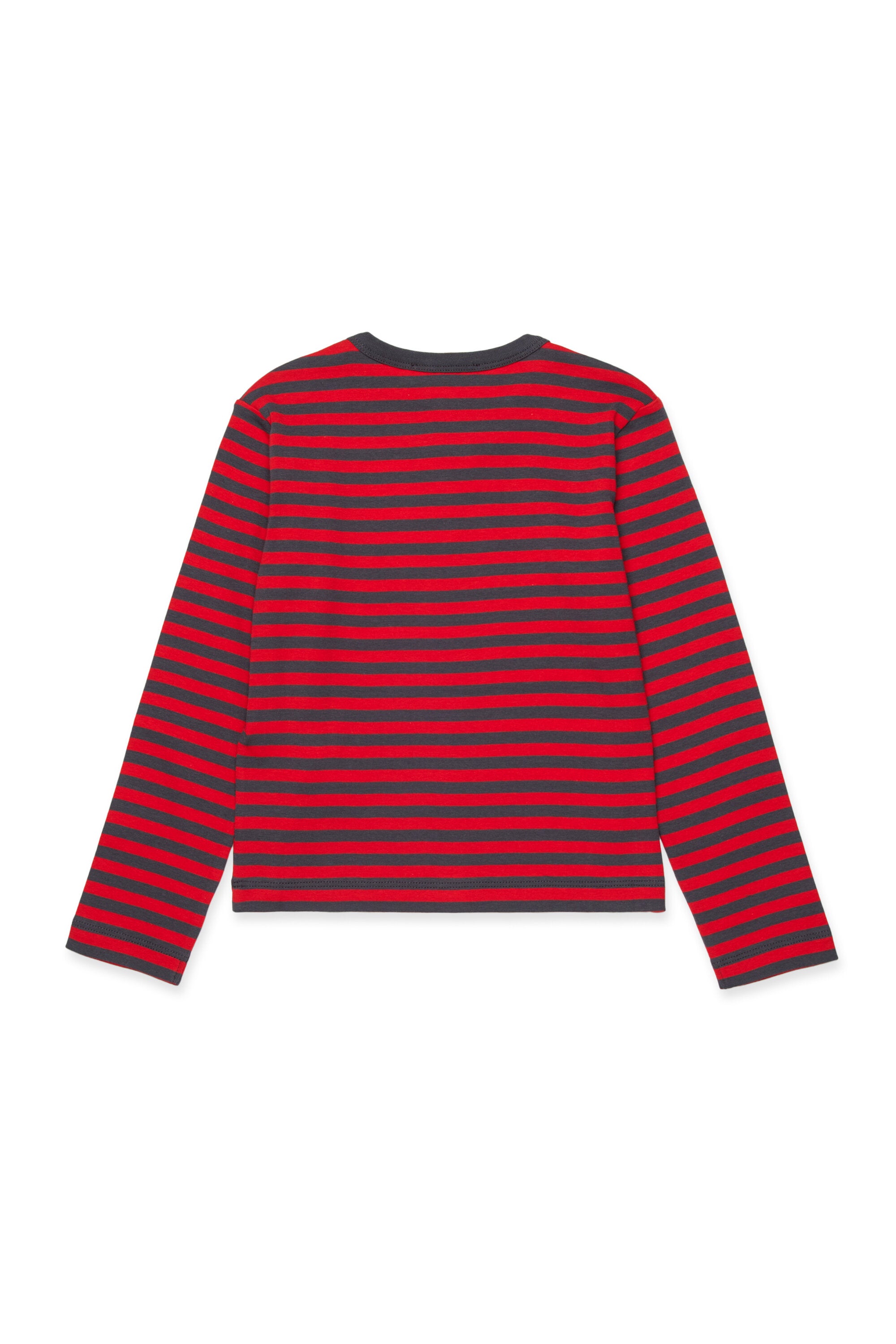 Long sleeve T-shirt in striped micro ribs