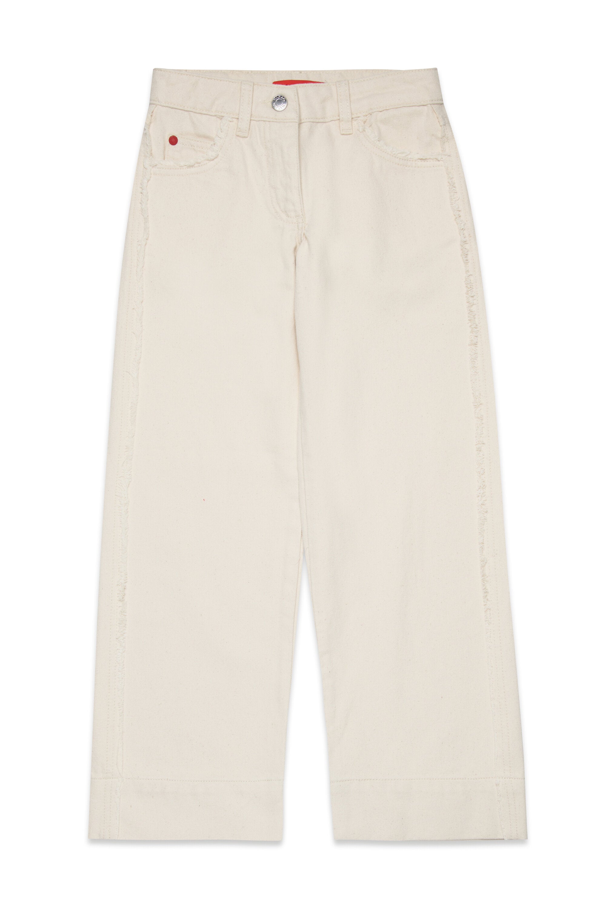 Flare jeans with raw cut details