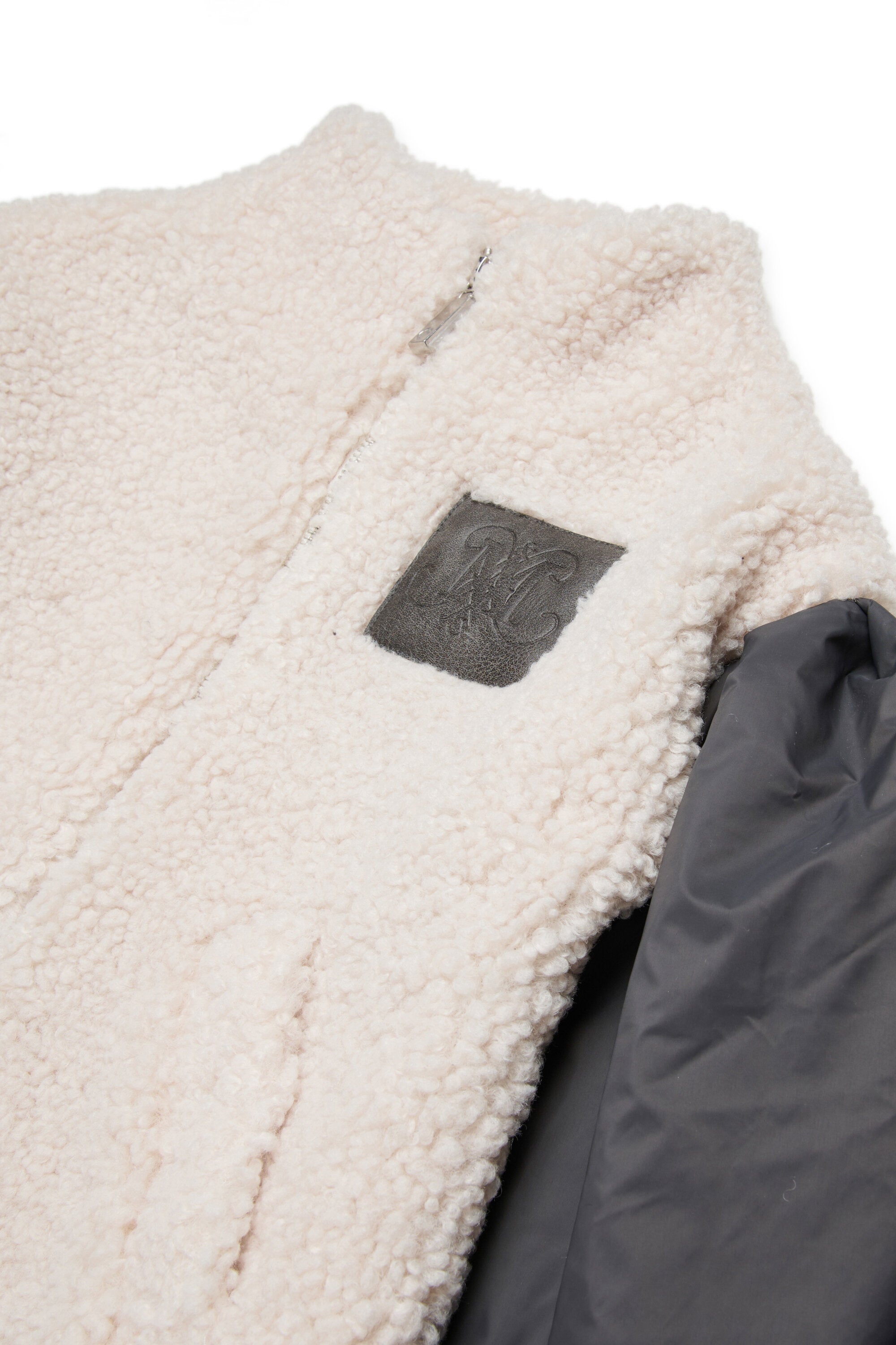 Teddy bomber jacket with contrasting sleeves