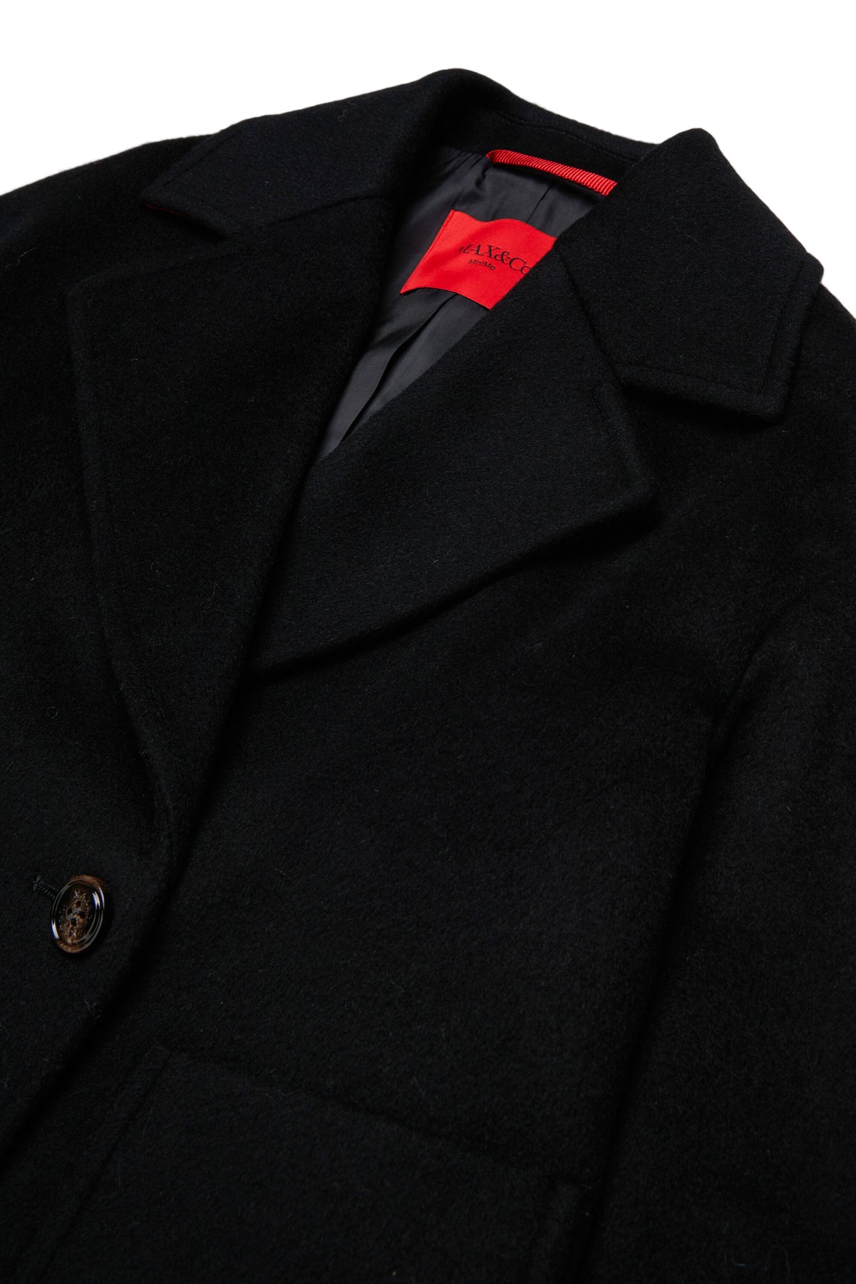 Shaved wool double-breasted caban coat
