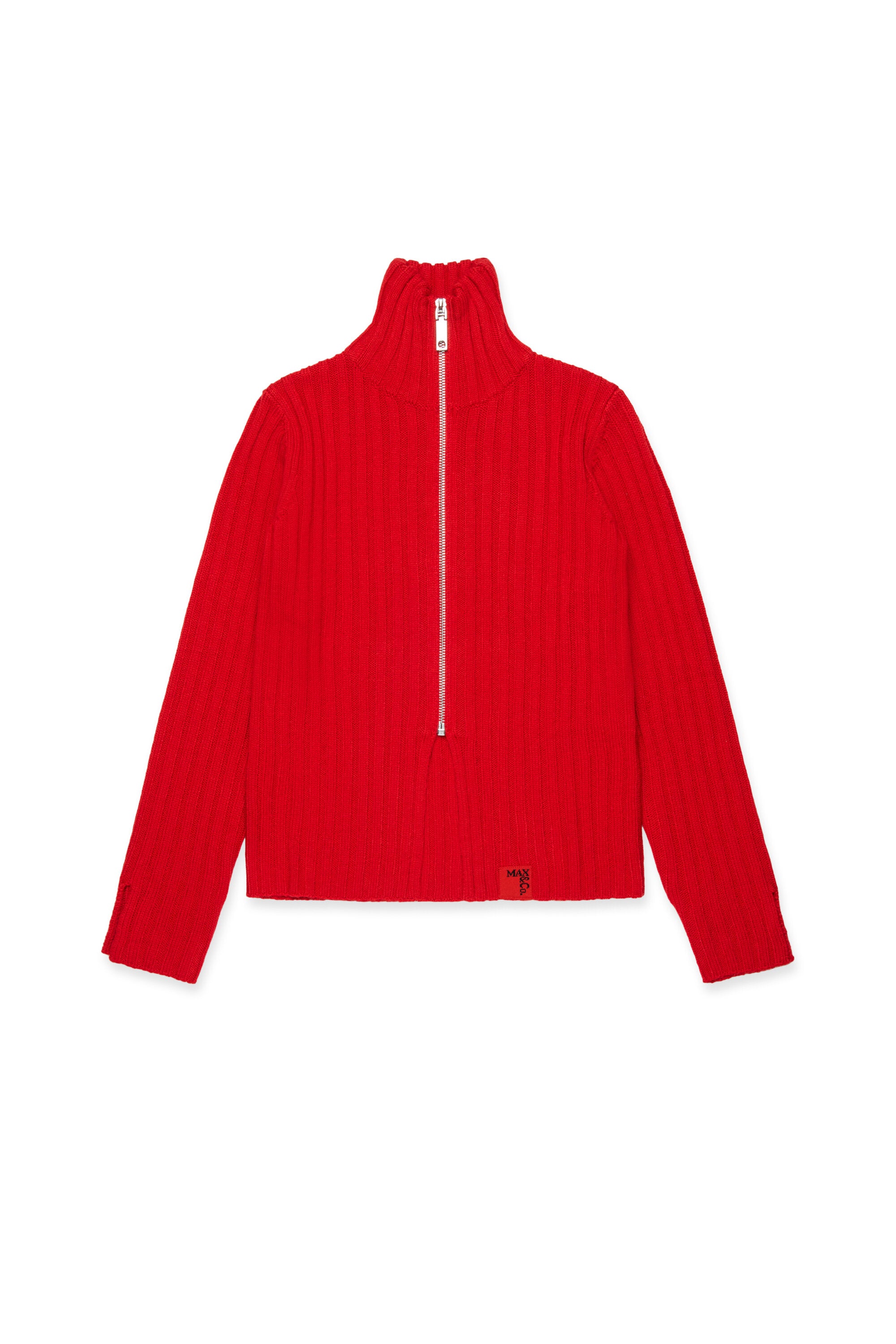 Ribbed wool blend turtleneck cardigan