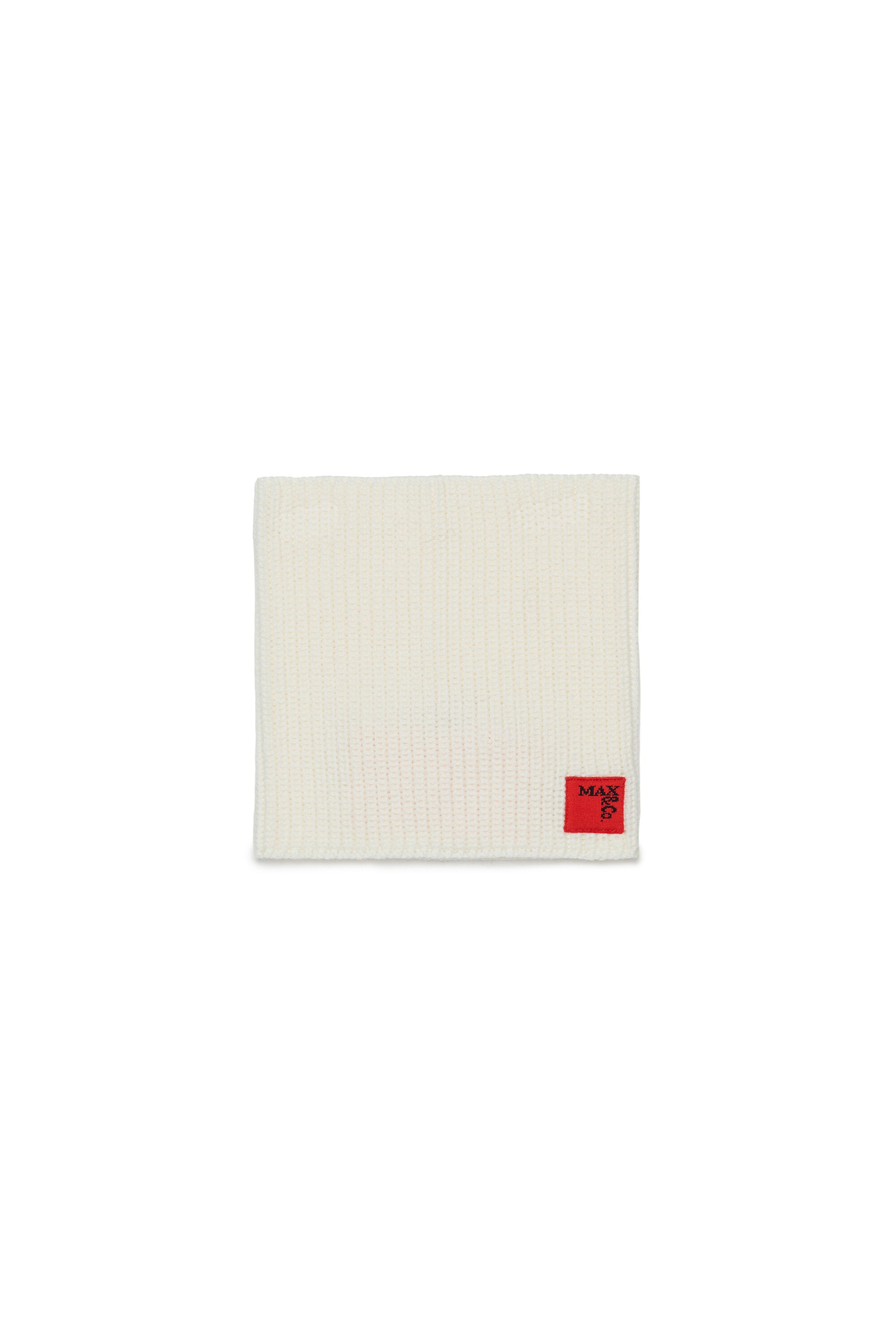 Wool-blend knit collar with patch