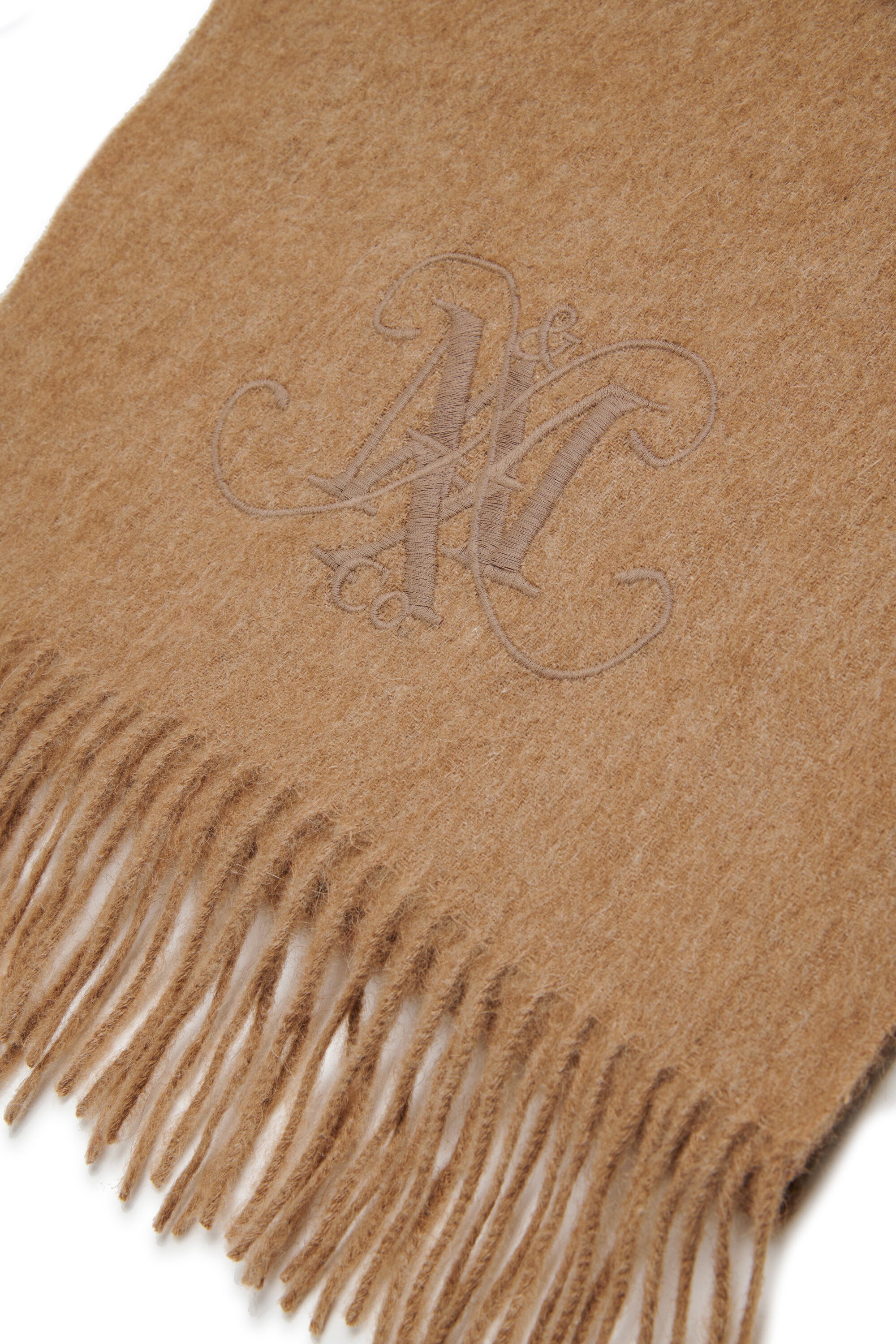 Wool scarf with embroidered logo