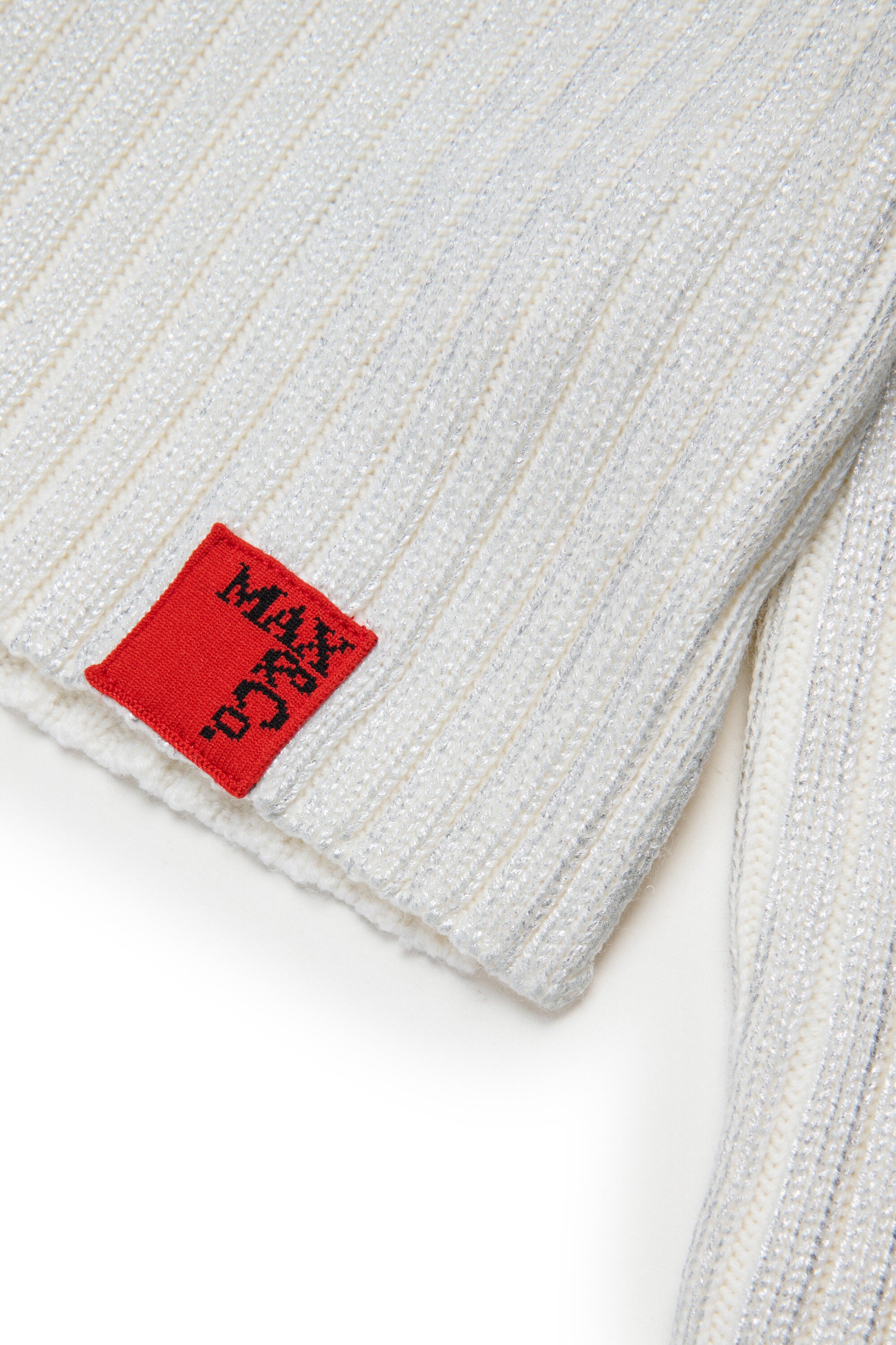 Ribbed mylar wool blend pullover