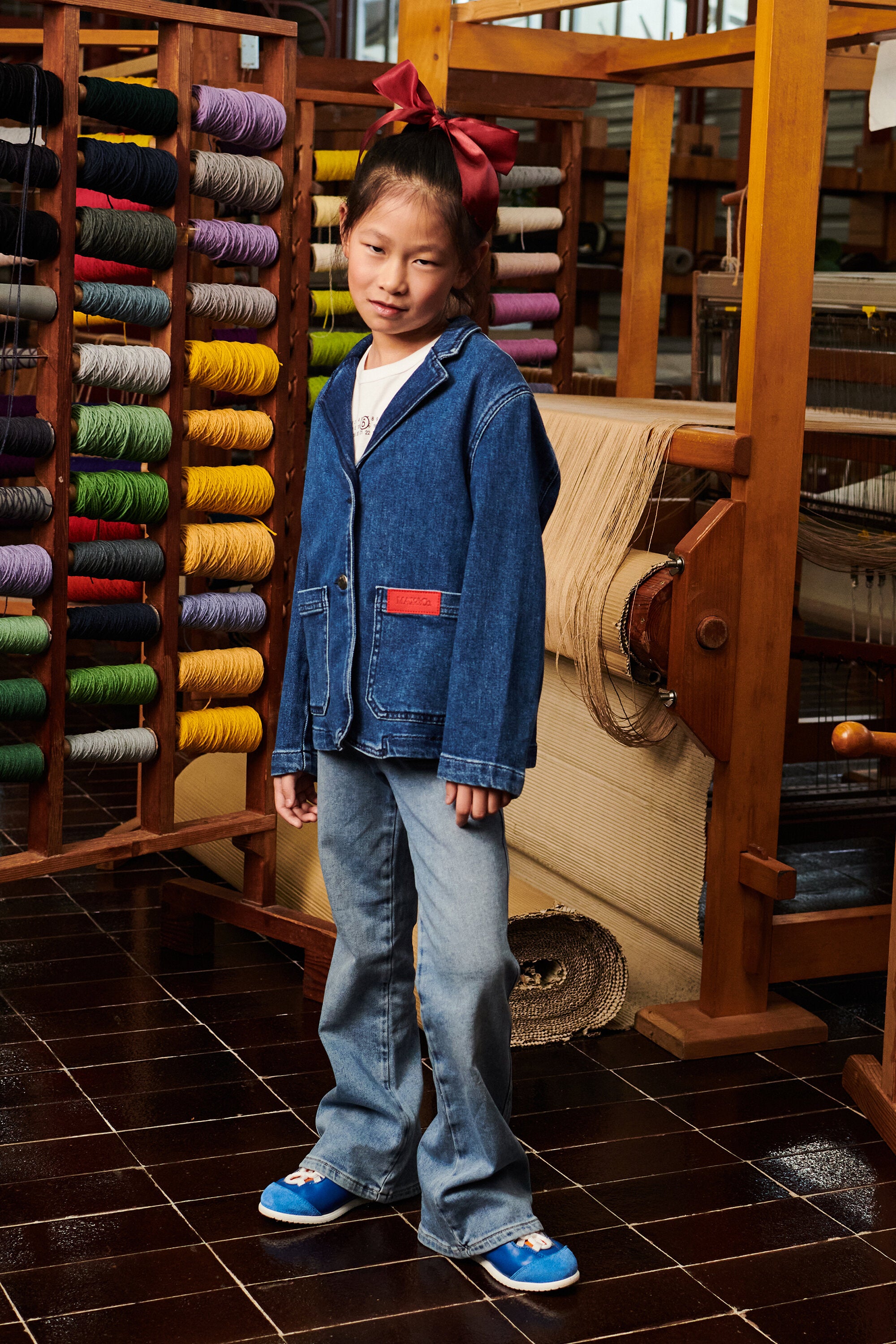 Denim blazer jacket with logo