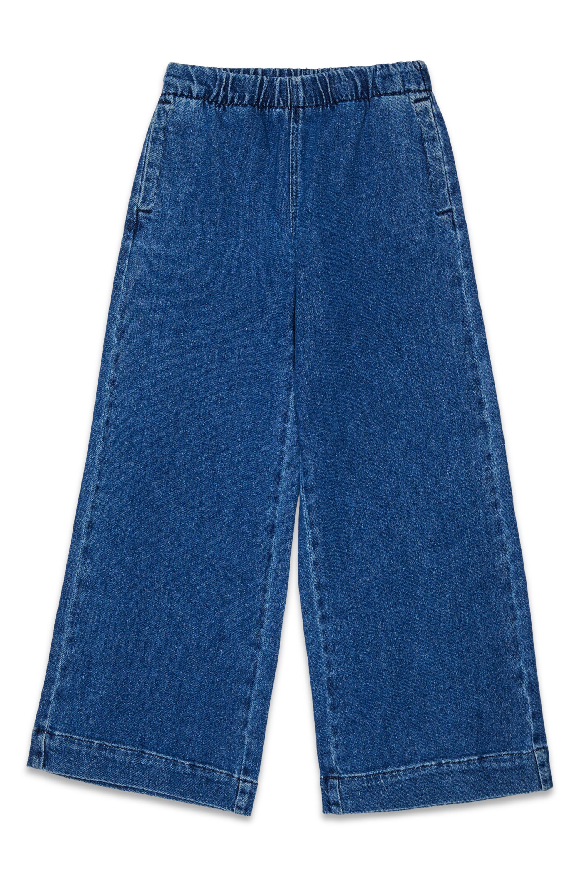 Flare fit jeans with elastic waistband