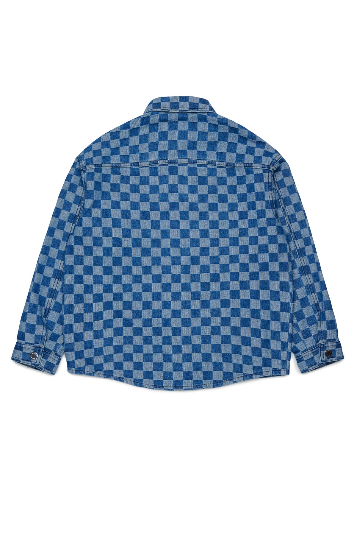 Denim shirt with check pattern