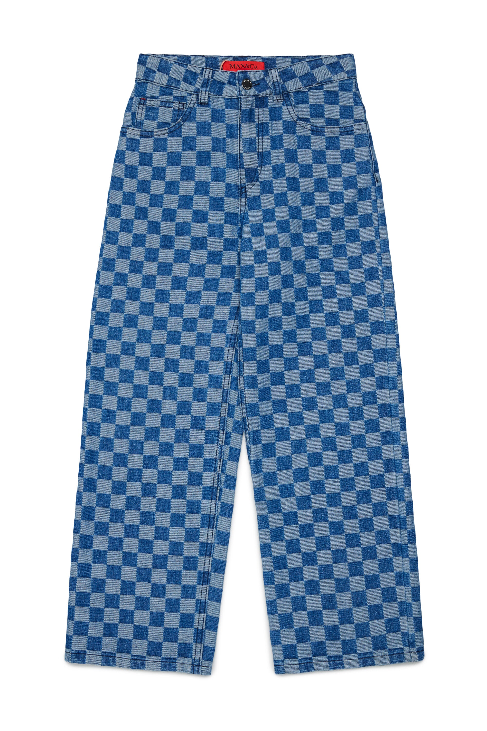 Regular jeans with check pattern