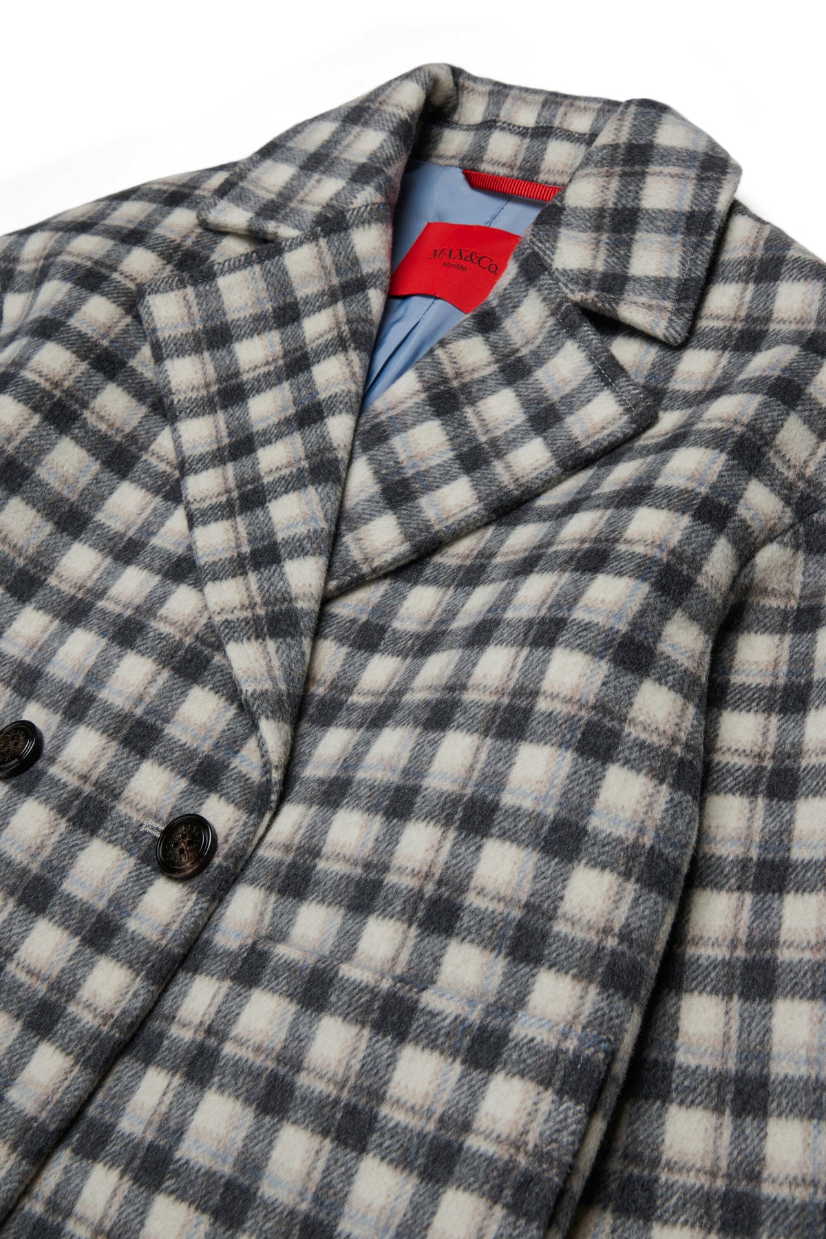 Double-breasted checked coat