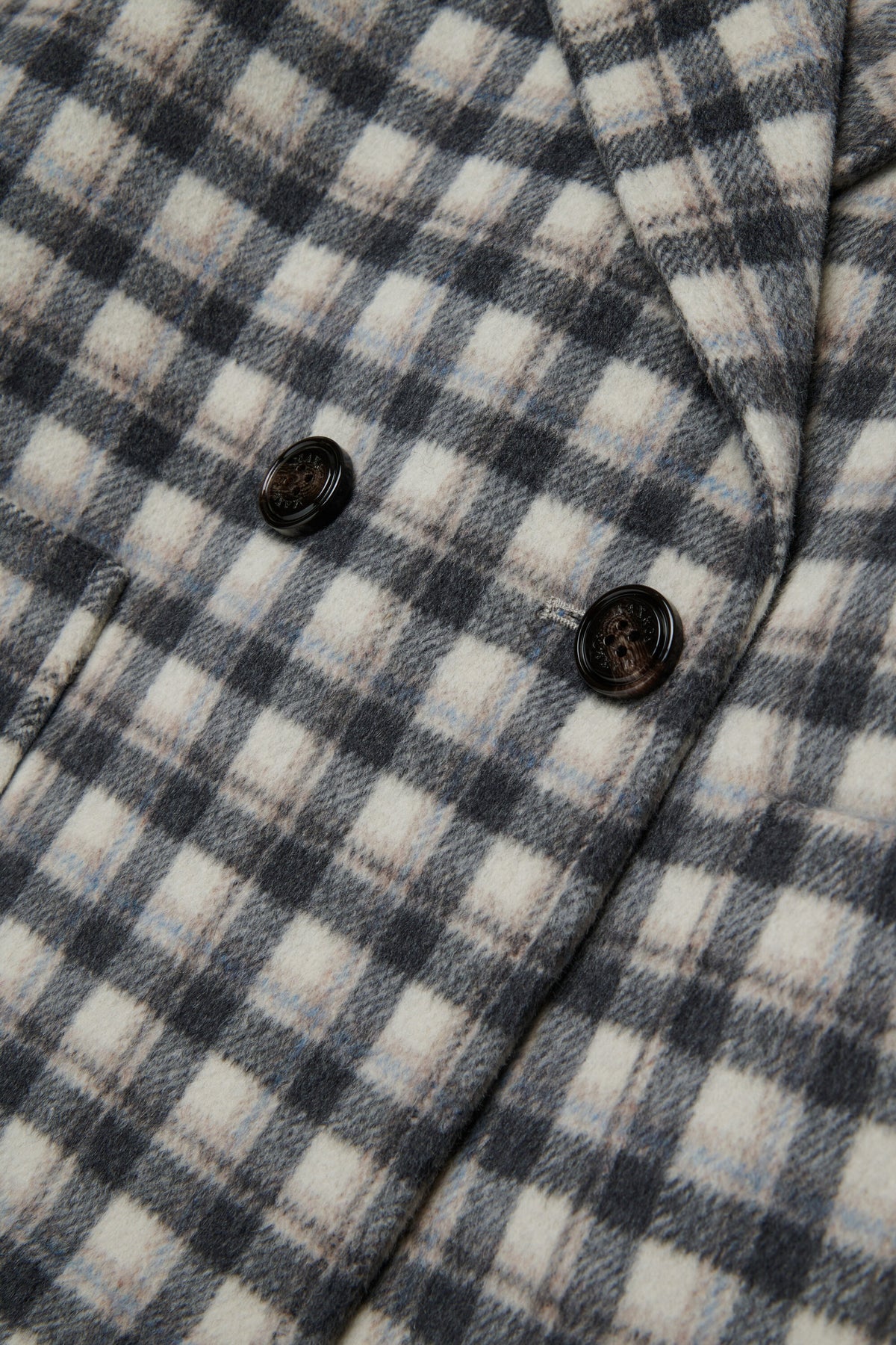 Double-breasted checked coat