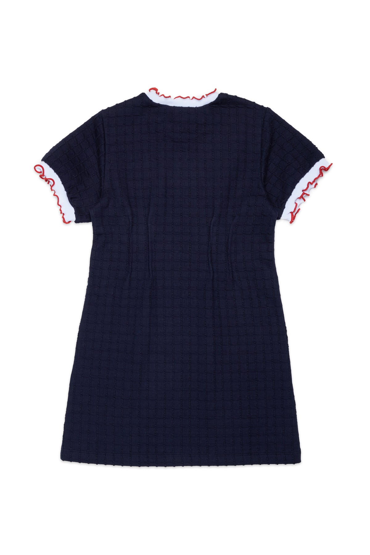 Jacquard dress with logo and ruffles