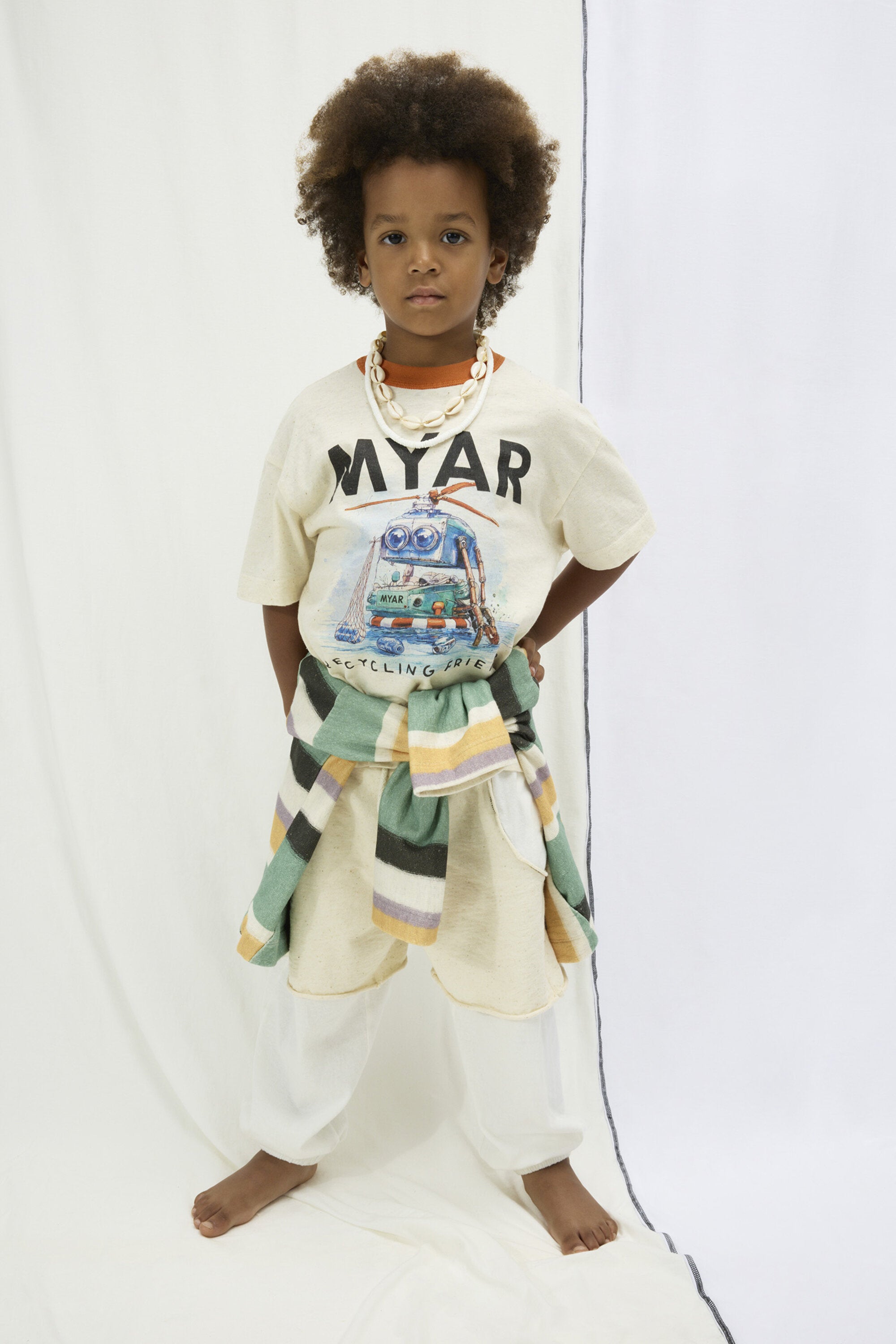 Robot print crew-neck T-shirt