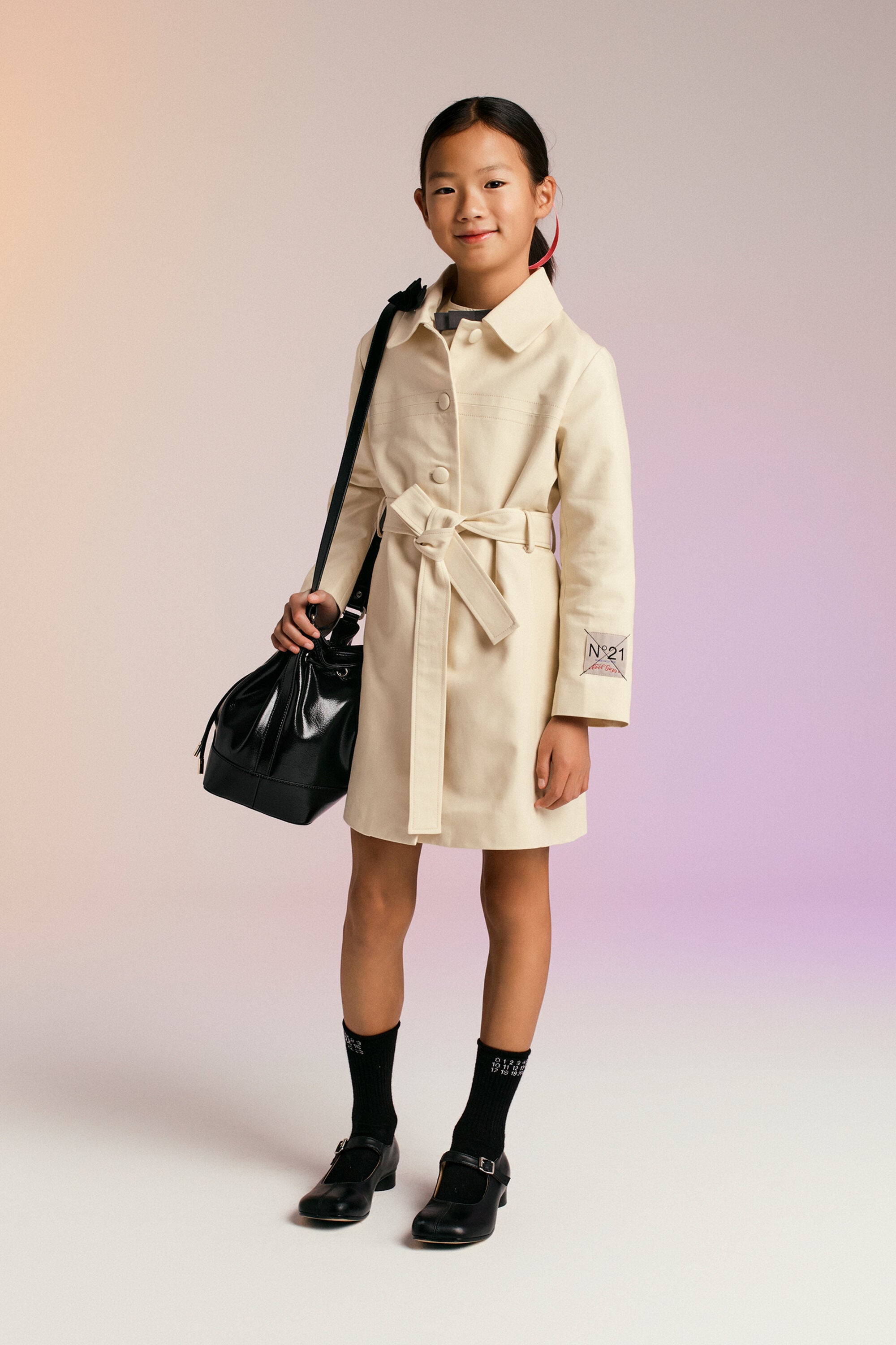 Cotton trench jacket with bow