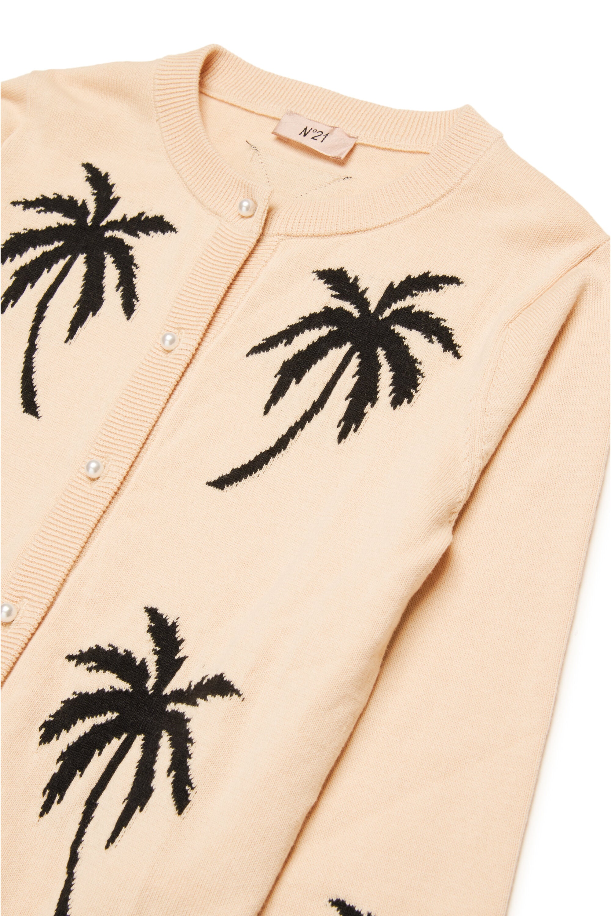 Cotton cardigan with inlay Palm trees