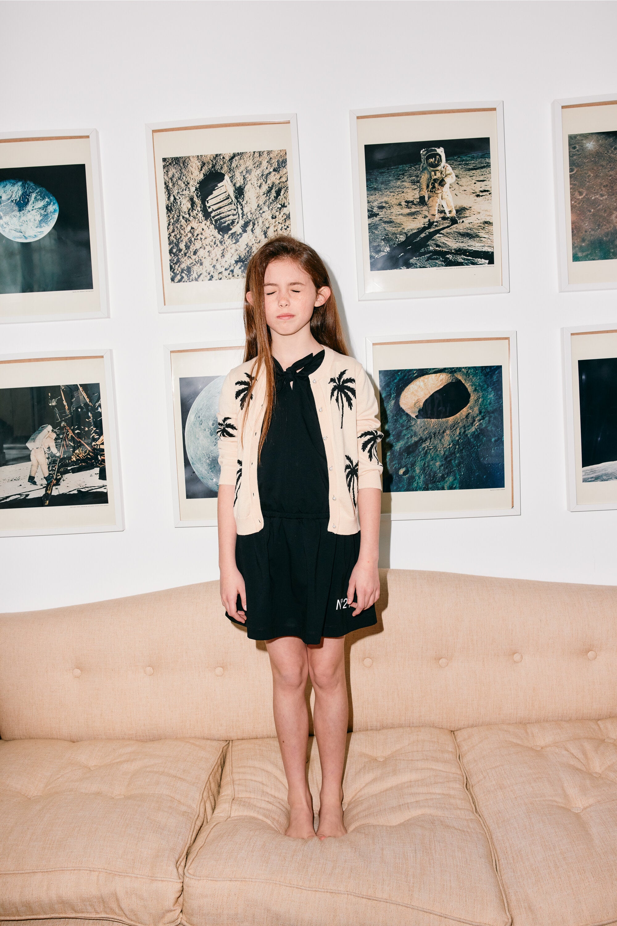 Cotton cardigan with inlay Palm trees