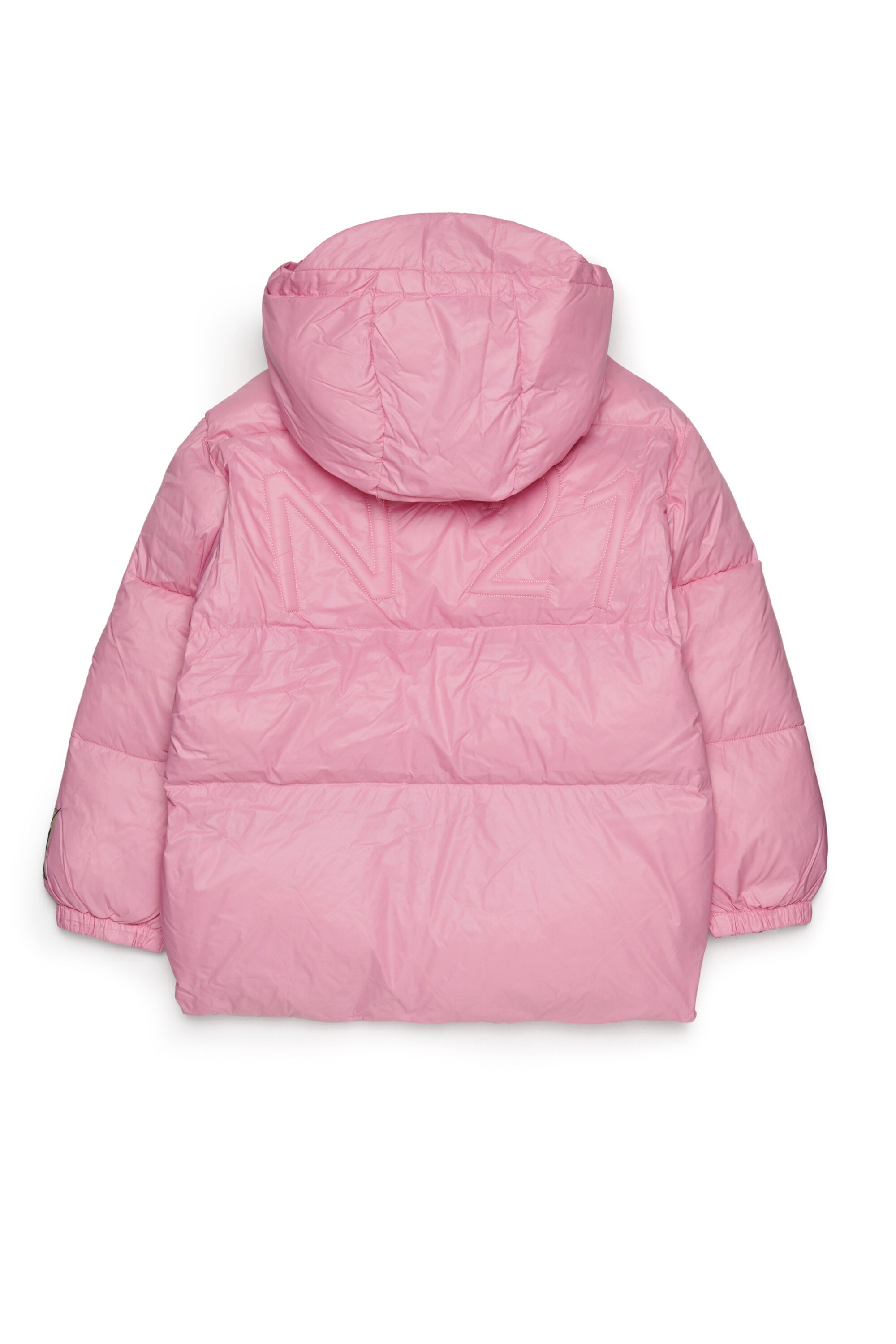 Short padded jacket with asymmetrical bottom